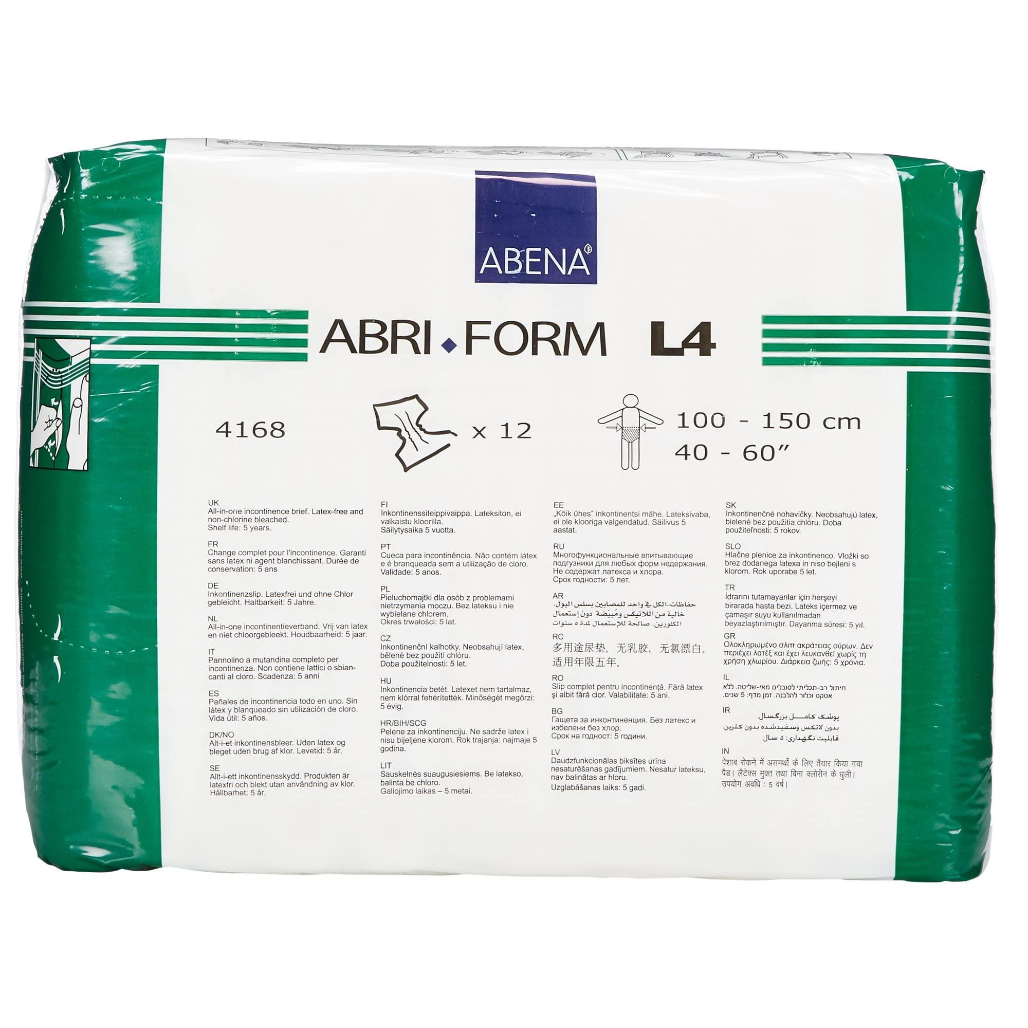 Abena Abena Abri-Form Comfort Plastic-Backed Briefs, Level 4, (Medium to Large Sizes) Large, 24 Count