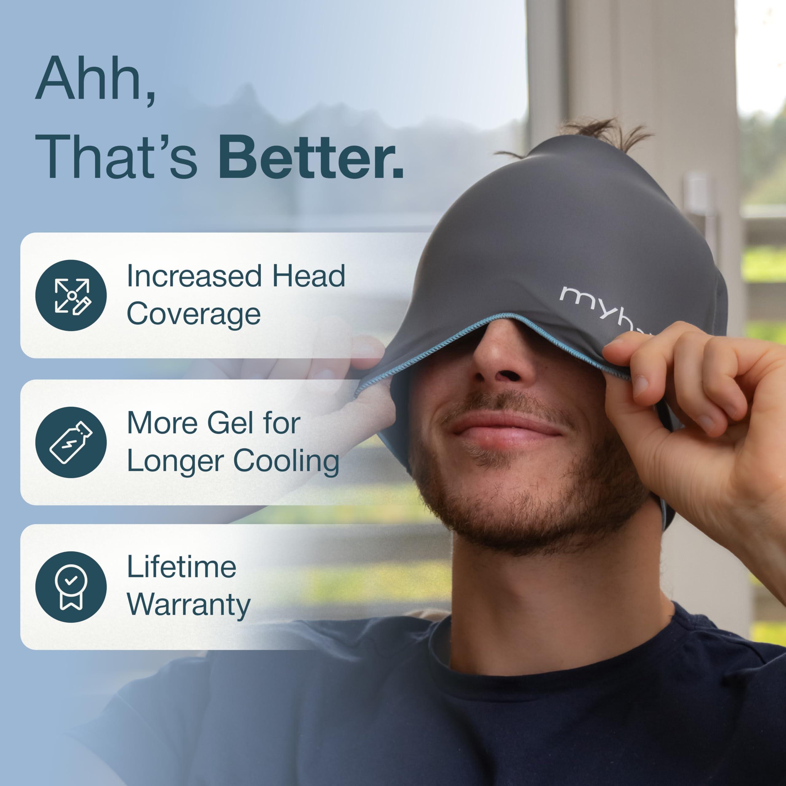 HM Halo Mask MyHalos Migraine Relief Cap, 30% Thicker, 2X More Cooling Gel, Stays Colder for Longer, Form Fitting Ice Hat, Ice Pack Head Wrap Relief, Tension Headache Relief Cap