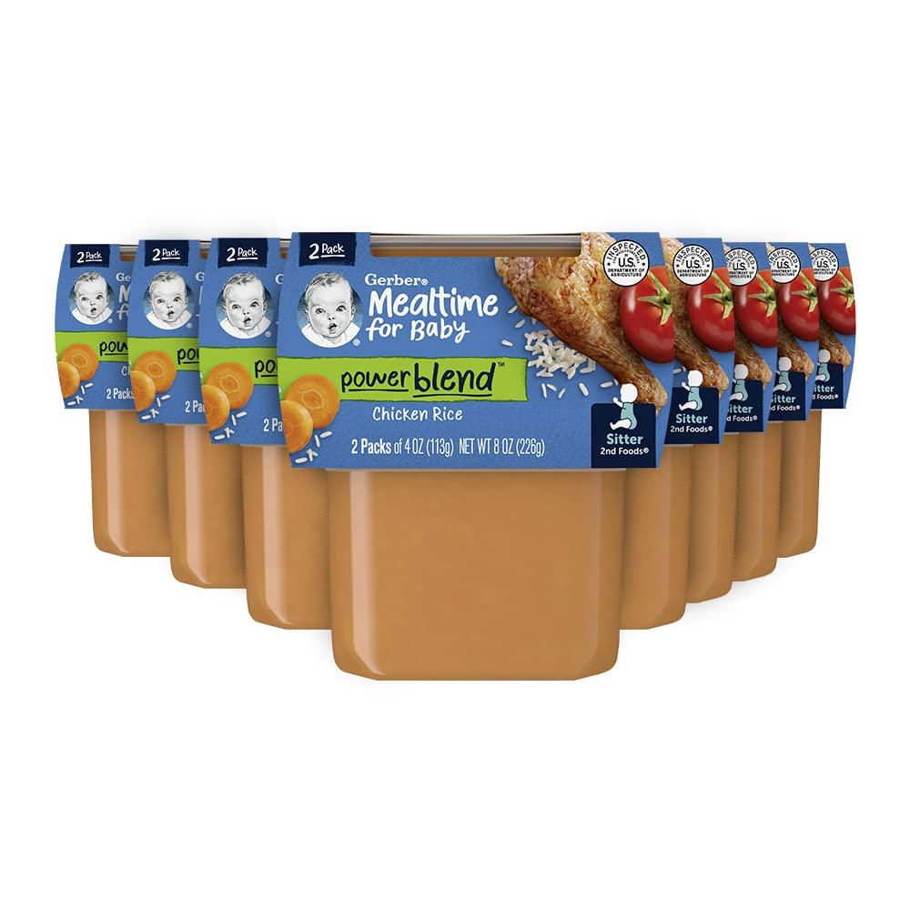 Gerber Gerber Baby Food 2nd Foods, Dinner, Chicken & Rice Puree, 4 Ounce Tubs, 2-Pack (Pack of 8)