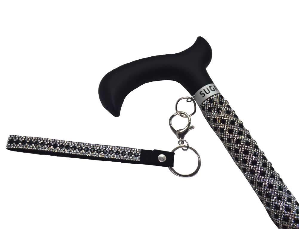 Jacqueline Kent Jacqueline Kent Sugar Cane - Adjustable Cane - Silver & Black