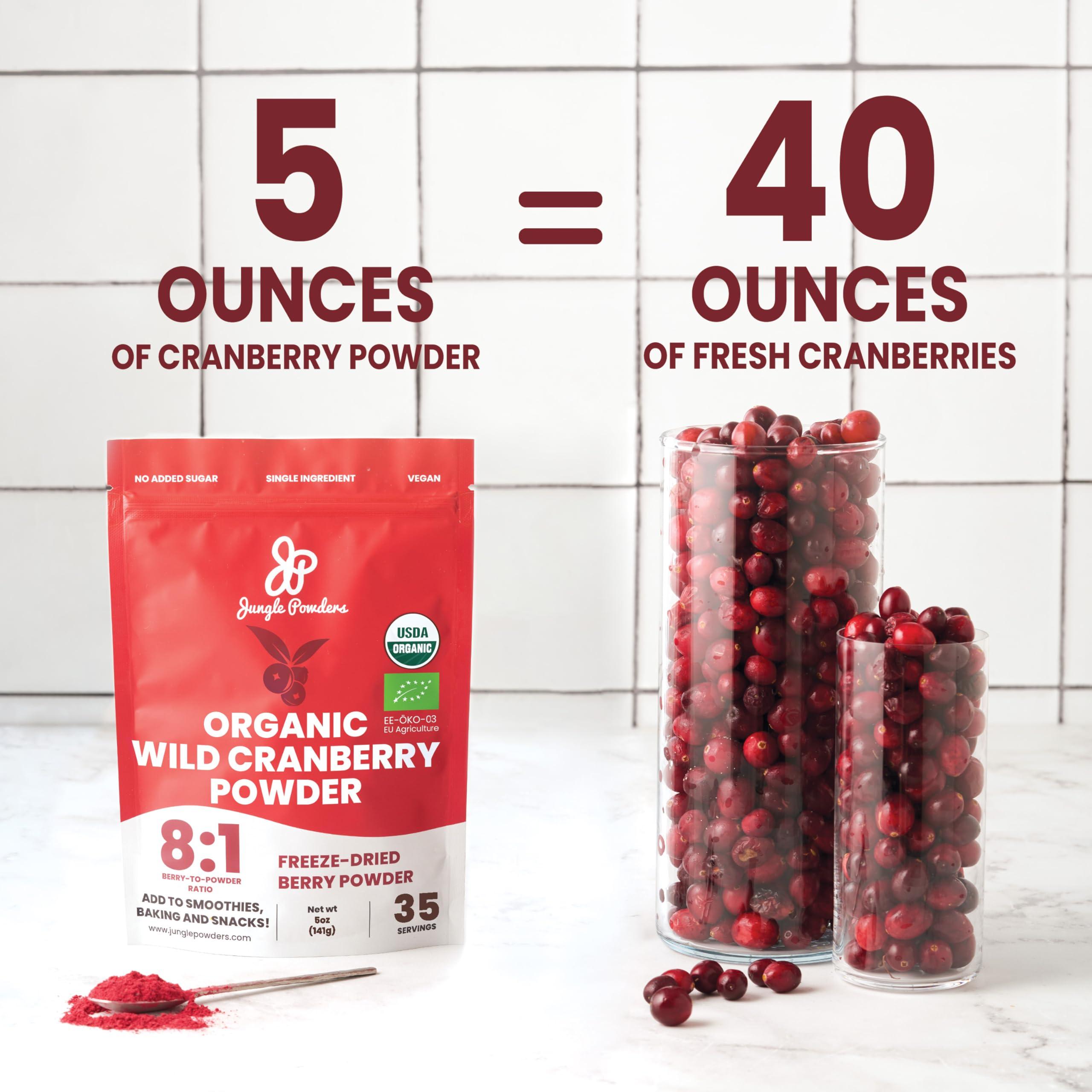 Jungle Powders Jungle Powders Freeze-Dried Strawberry & Organic Wild Cranberry Powders Combo - 3.5oz Strawberry Powder & 5oz Wild Cranberry Powder for Baking, Smoothies, Flavoring - Additive-Free Superfood Extracts