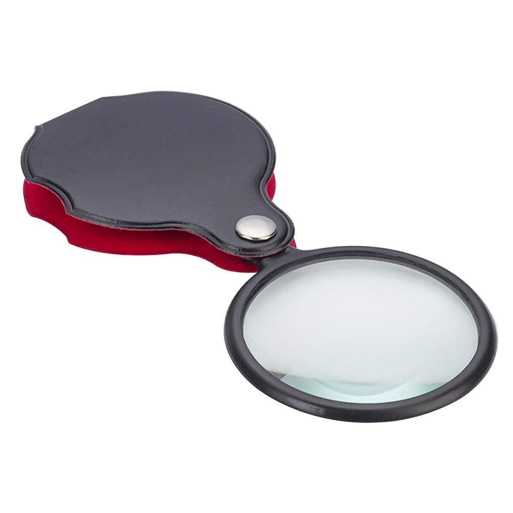 N\D 10X Pocket Folding Magnifier Loupe Optical Magnifying Glass with Leather Case