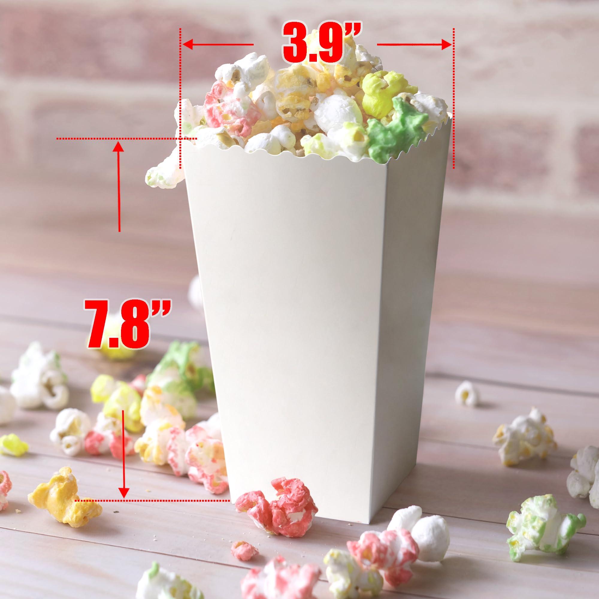 Novelty Place Novelty Place 12 Pcs White Popcorn Boxes, 46 oz White Cardboard Popcorn Container for Movie Night Party - 7.8" Tall x 3.9" Square