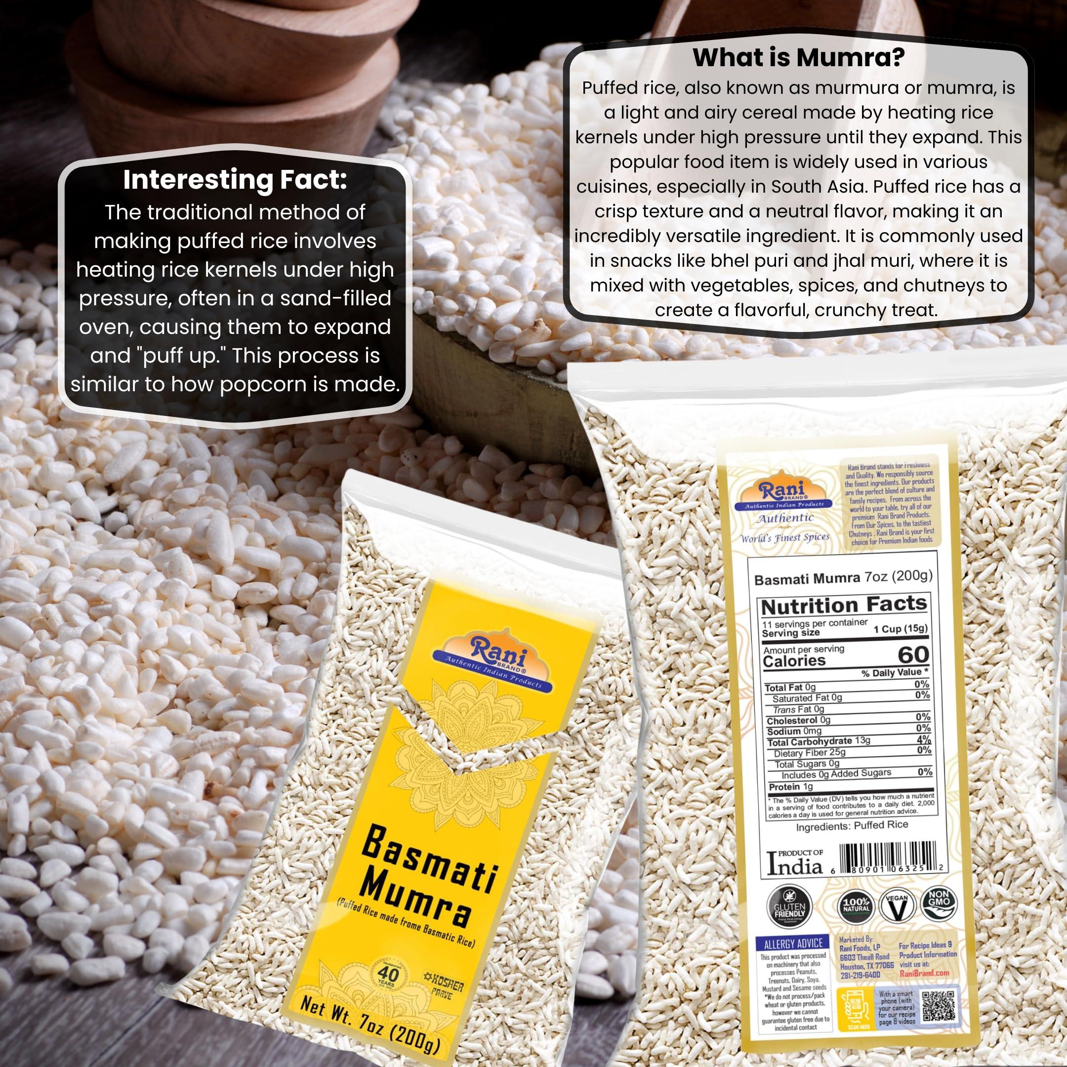 Rani Brand Authentic Indian Products Rani Basmati Mumra (Puffed Rice) 7oz (200g) ~ All Natural | No Color | Gluten Friendly | Vegan | NON-GMO | Kosher | No Salt or fillers | Indian Origin