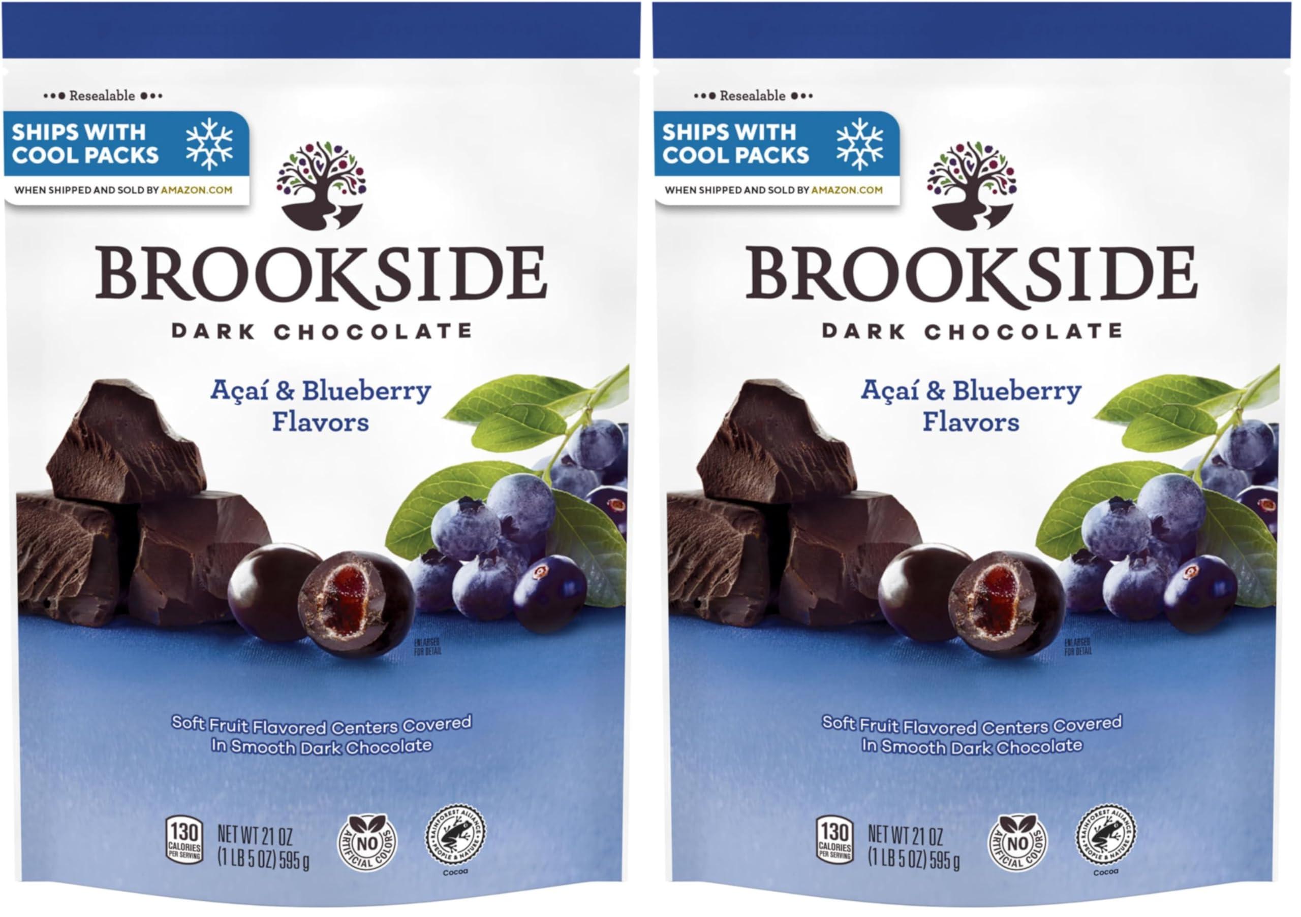 Brookside BROOKSIDE Dark Chocolate, Acai and Blueberry Flavored Snacking Chocolate Bag, 21 oz (Pack of 2)