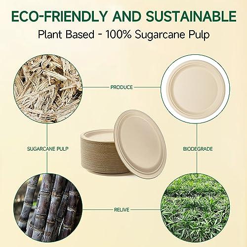 FRUTLE FRUTLE Paper Plates 10 Inch Heavy Duty - Disposable Paper Plates -Composable Large Paper Plates Bulk Eco-Friendly Unbleached-Everyday Use Parties Commercial Settings 100 Count