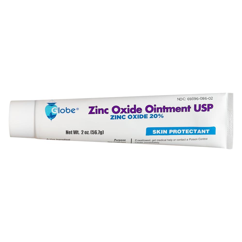 Globe Pharmacy GLOBE Zinc Oxide Ointment 20%, 2 Ounce Tube, Advanced Skin Protection, for Diaper Rash, Relief from Poison Ivy, Sumac & Oak, Protects from Wetness, Protects Chafed Skin