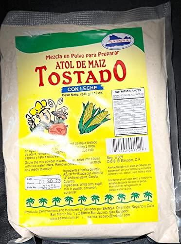 sainsa ATOL DE MAIZ TOSTADO SALVADOREÑO MEZCLA EN POLVO CON LECHE 12 ONZAS