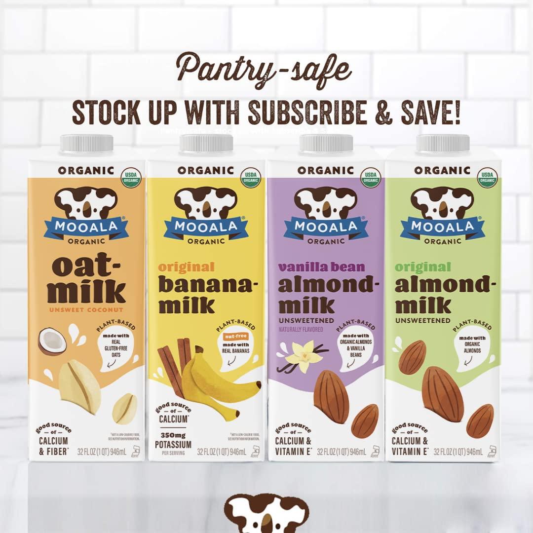 Mooala Mooala Organic Almond Milk Unsweetened 32 fl oz (Pack of 6) Shelf-Stable, Lactose Free, Gluten-Free, Vegan, No Added Sugar, Plant-Based Beverage