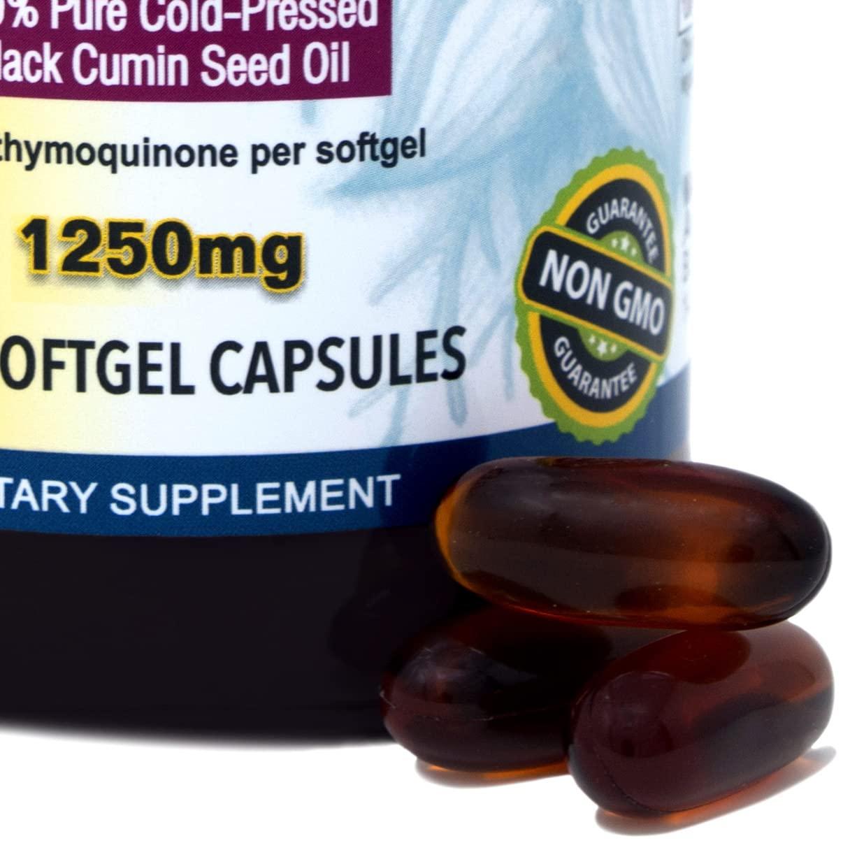 Amazing Herbs Amazing Herbs Black Seed Oil Pills 1250mg, 100 Softgel Capsules (Pack of 2)