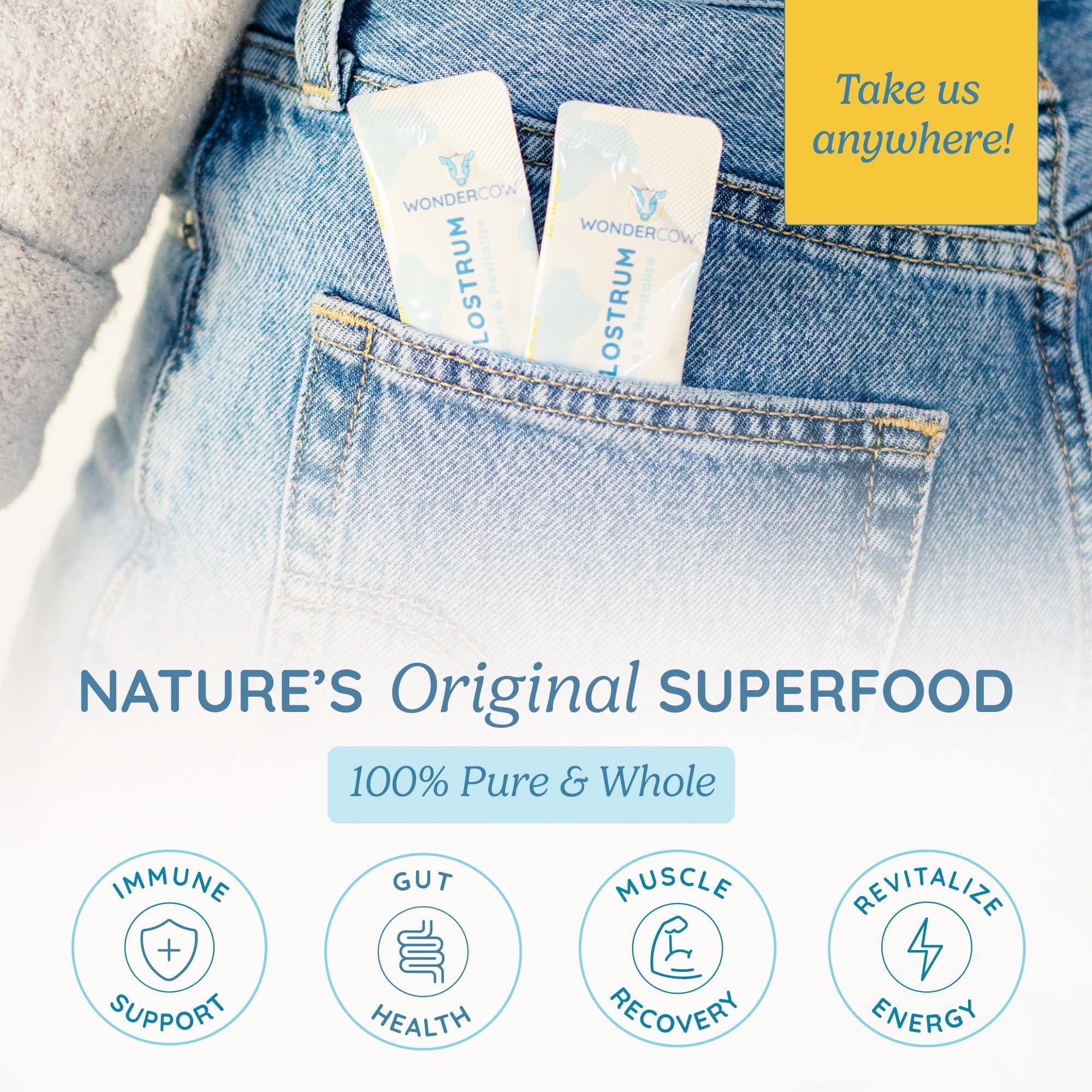 WONDERCOW WONDERCOW Colostrum Supplement Powder for Gut Health, Immune Support, Muscle Recovery & Wellness | Natural IgG Pure Whole Bovine Colostrum Superfood, Unflavored, 30 Servings