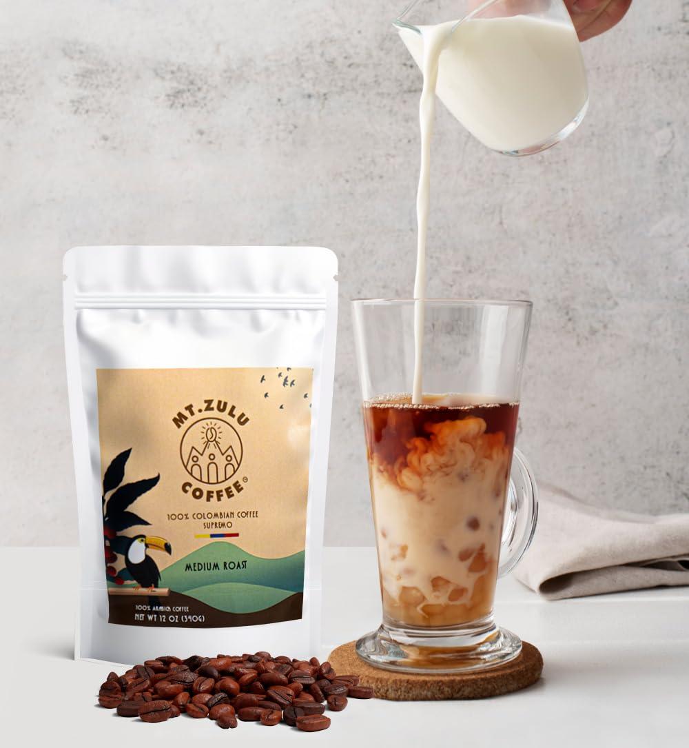 MT. ZULU COFFEE Mt. Zulu Colombian Supremo Ground Coffee, Medium Roast, Gourmet 83.5 Cupping Score, Hand-Roasted at Origin, 100% Arabica, Balanced Cup, 12 oz Bag