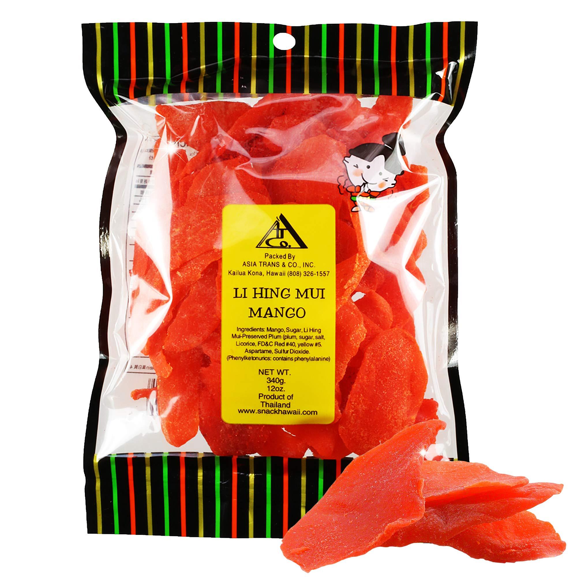 Asia Trans & Co. Asia Trans Li Hing Mui Dried Mango | Hawaiian Favorite | Naturally Sweet Dried Fruit Candy with Asian Plum Powder