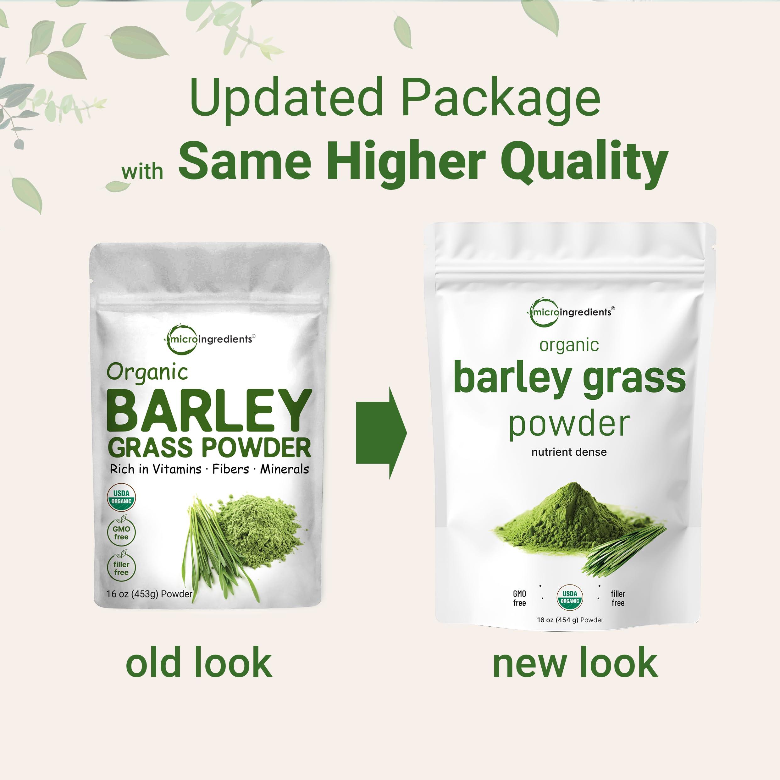 Micro Ingredients Organic Barley Grass Powder, 16 Ounces | US Grown | Rich in Vitamins, Minerals, Fibers, & Antioxidants | Superfood Greens Mix for Immune Health and Digestion Support | Non-GMO