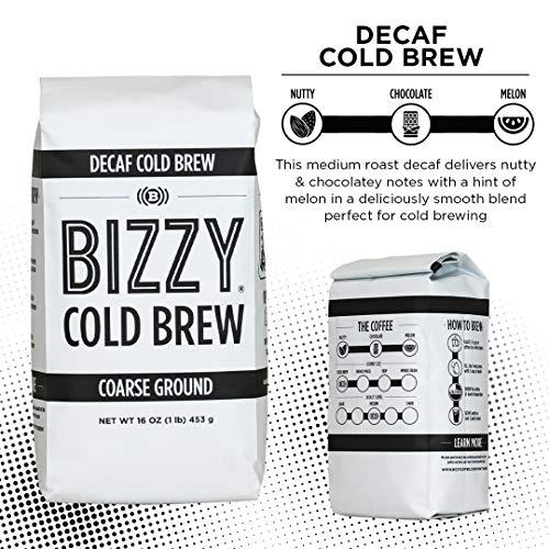 Bizzy Bizzy Cold Brew Coffee | Decaf Bundle | Coarse Ground Coffee + Brew Bags | Micro Sifted | Specialty Grade | 100% Arabica | 1 LB and 12ct Brew Bags