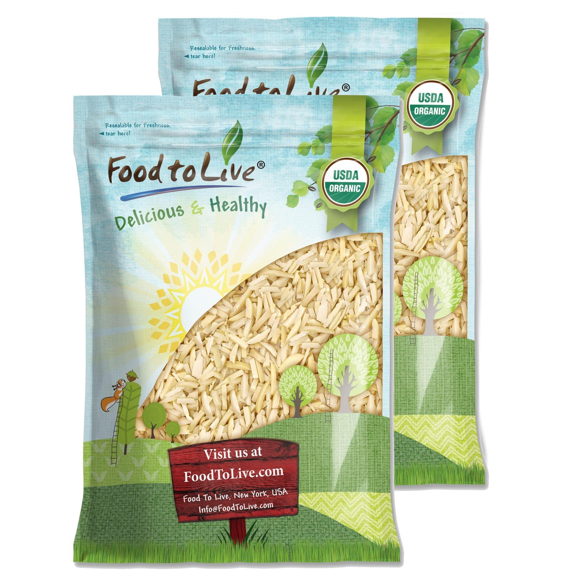 Food to Live Organic Blanched Slivered Almonds, 18 Pounds Non-GMO, Raw, Unpasteurized, Unsalted, Vegan, Keto, Paleo, Kosher, Bulk, High in Protein, Dietary Fiber. Great for Cooking, Baking, Salads and Cereals
