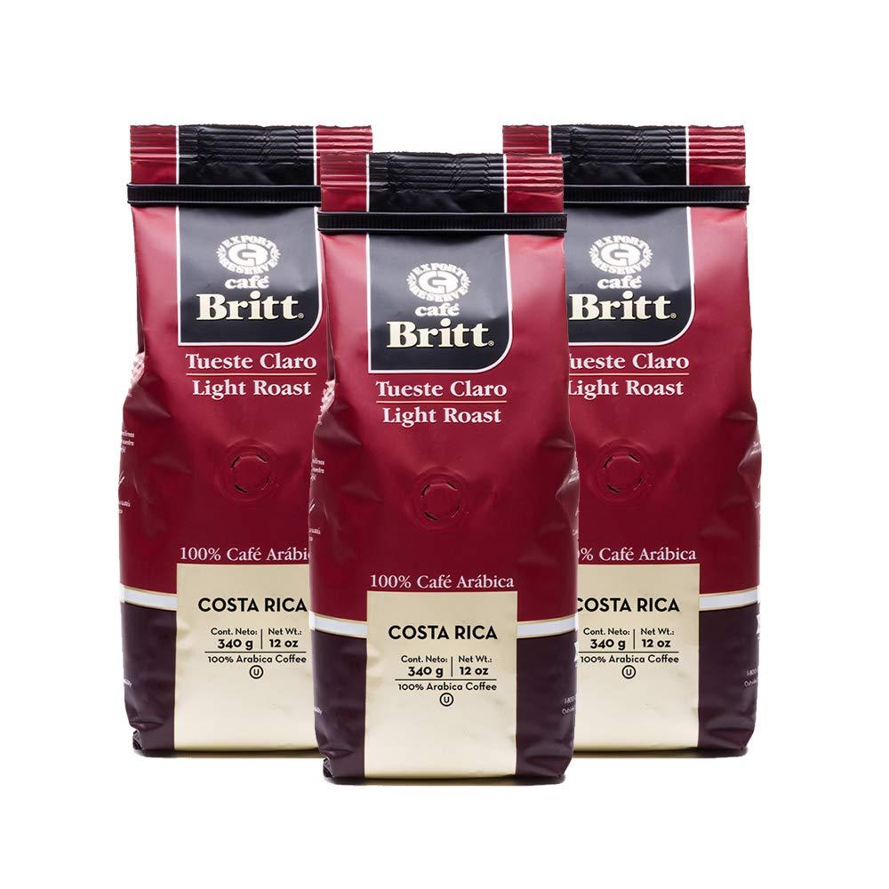 Cafe Britt Café Britt® - Costa Rican Light Roast Coffee (12 oz.) (3-Pack) - Whole Bean, Arabica Coffee, Kosher, Gluten Free, 100% Gourmet & Light Roast