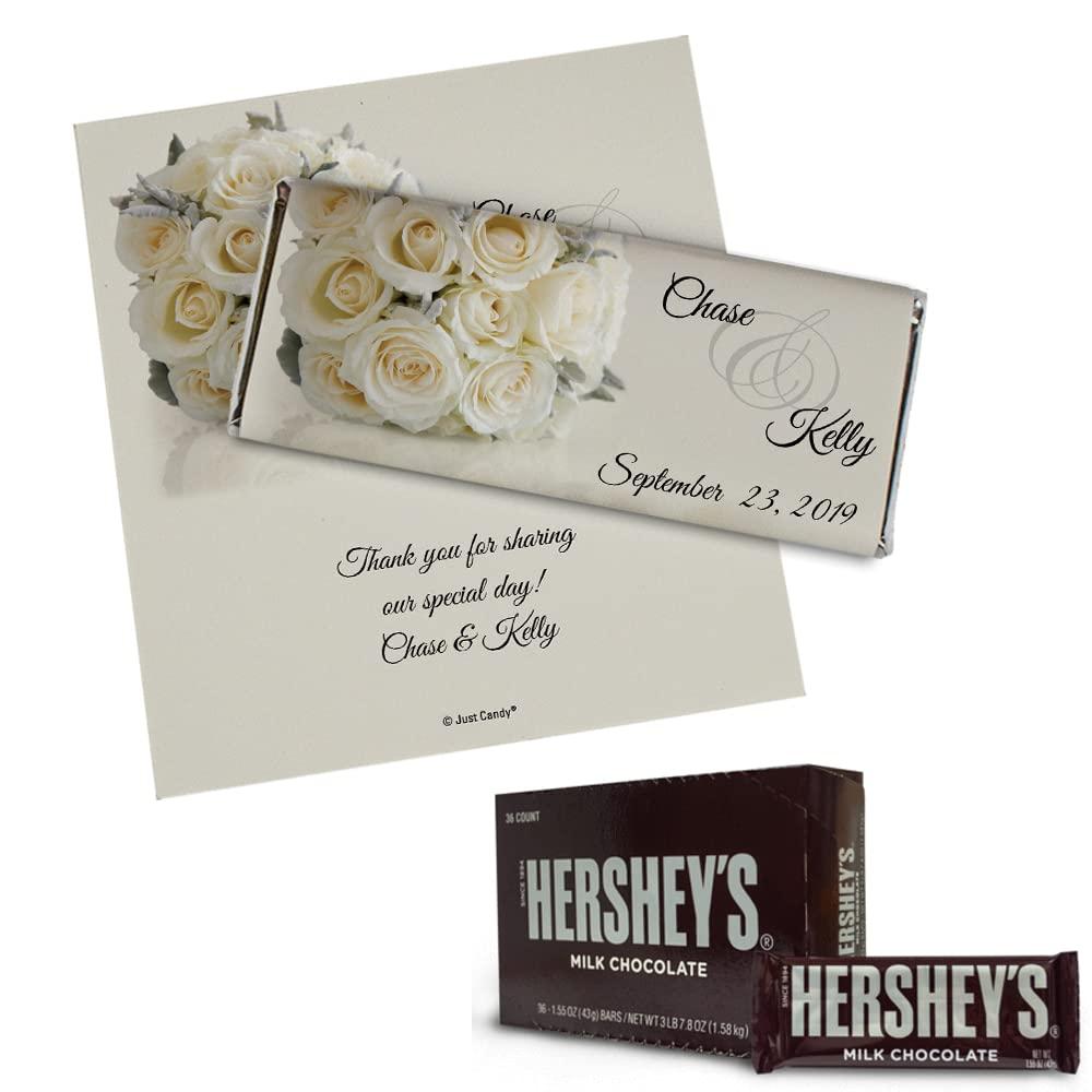 Just Candy 36ct Personalized Wedding Candy Party Favors DIY Chocolate Bars (36 Pack) - Floral - Assembly Required