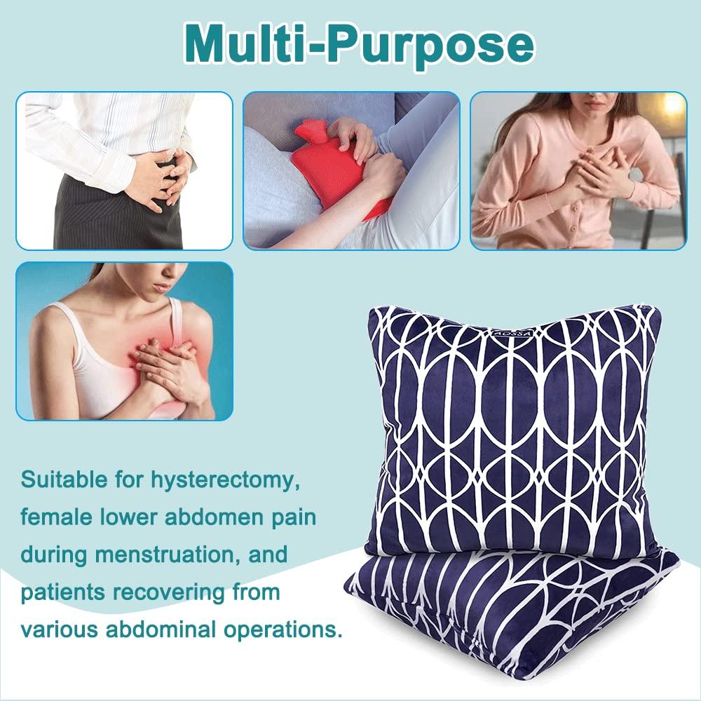 AOSSA Hysterectomy Pillow After Surgery C-Section Recovery Tummy Pillows for Stomach Body Pillow After Abdominal Surgery with Pocket for Hot Cold Pack Hernia Mastectomy Cervical Cancer Gift for Women