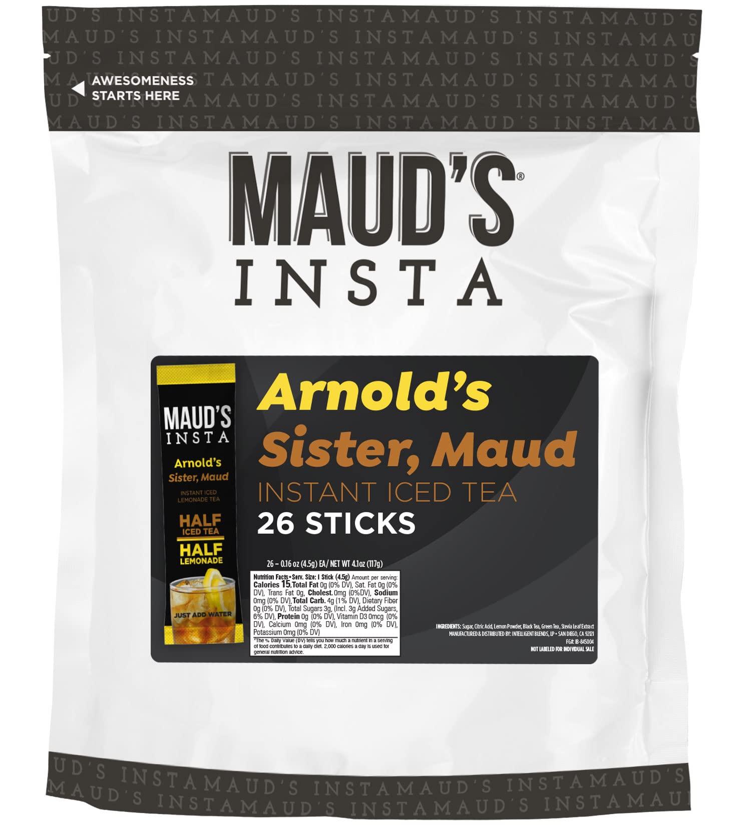 MAUD'S Maud\'s Lemonade Instant Tea Packets Single Serve, 26 ct | Insta Arnold\'s Sister Flavored Tea | 100% California Blended Tea Leaves Solar Energy Produced | Hot or Iced Tea Instant Powder Packs