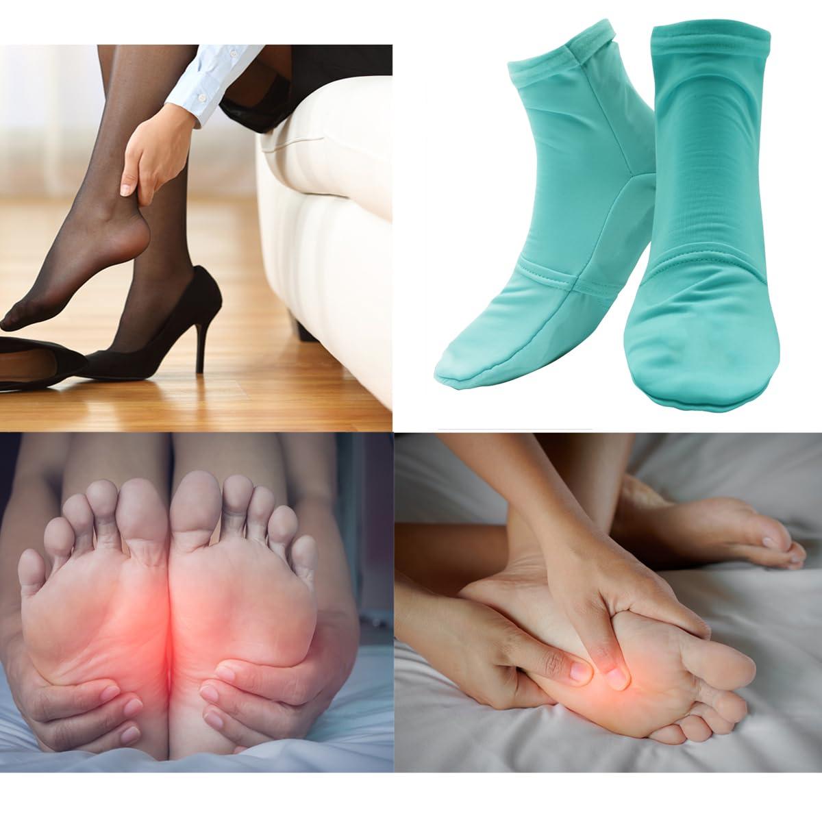 coldpa Reusable Cold Therapy Socks, Gel Ice Pack for Feet Heels Injuries Swelling, Hot and Cold Therapy Socks for Plantar Fasciitis Neuropathy Chemotherapy Pain Relief for Foot Ankle (Green)