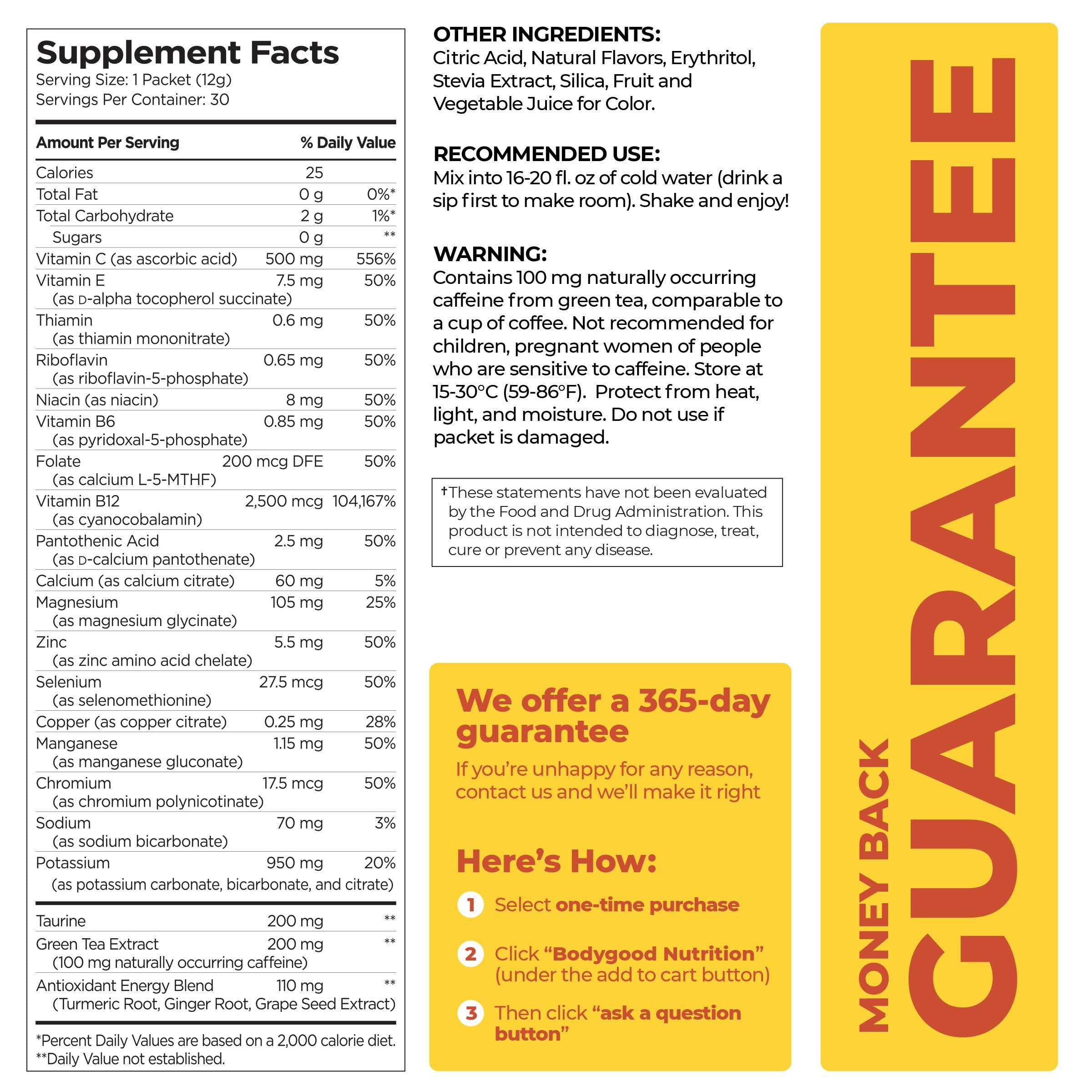 Pureboost Pureboost Clean Energy and Superfoods Bundle. 60 Stick Packs. B12, Vitamin C and more. Fruity Combo Pack + Green Mojo includes 7 Organic Supergreens.