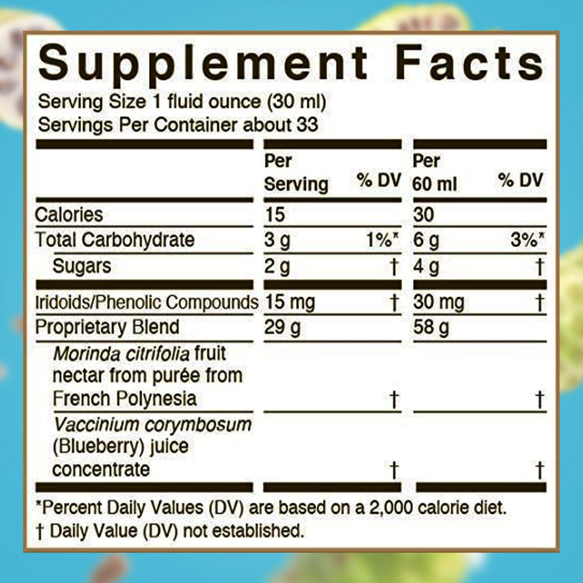 Tahitian Noni Tahitian Noni Juice by Morinda - Original and Authentic Noni Fruit Puree with Natural Blueberry & Grape (Resveratrol) - Invigorating Daily Superfood Drink for Enhanced Vitality - 4x1L Bottles/Case