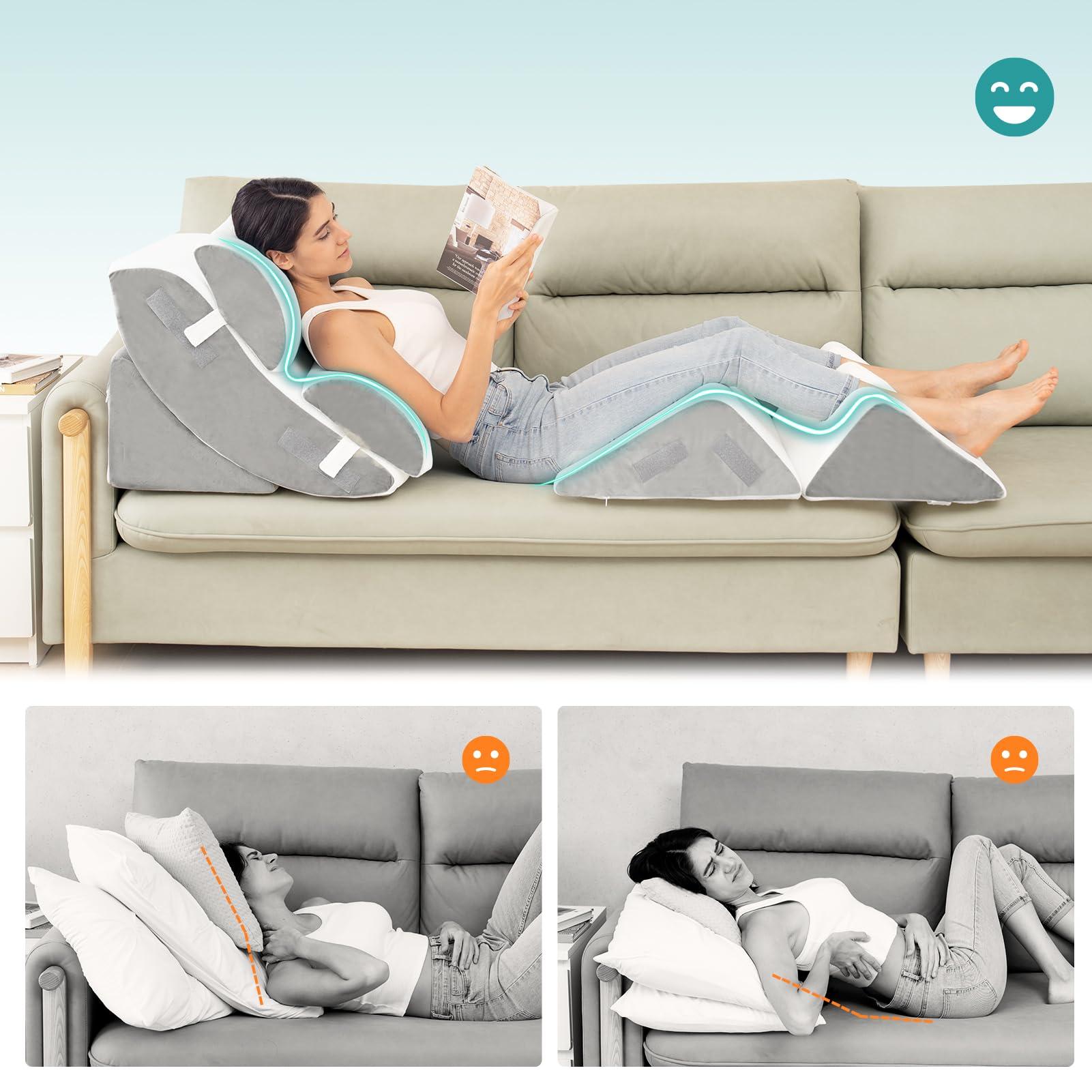 Hansleep Hansleep 6PCS Orthopedic Bed Wedge Pillow for Sleeping, Adjustable Post Surgery Pillow Set for Body, Back and Leg Pain Relief, Memory Foam Support Pillows for After Surgery