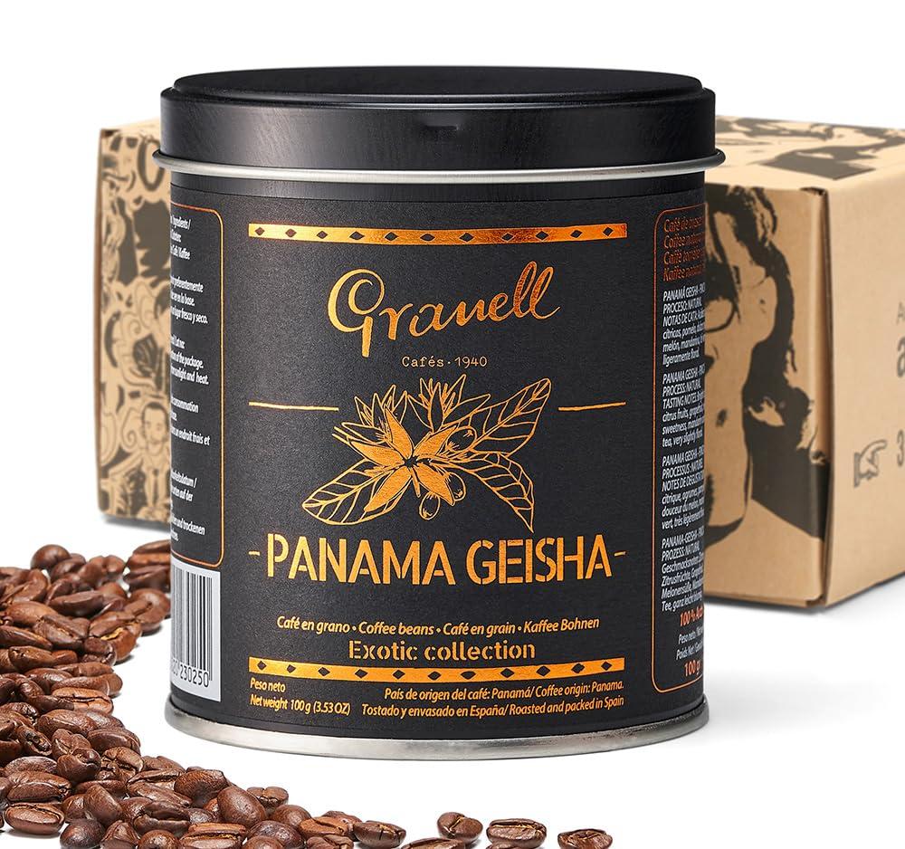 Cafs Granell Panama Geisha Coffee Beans: Cafs Granell Hacienda Esmeralda Whole Bean Coffee Medium Roast, Premium Low Acid Panama Coffee from Arabica Coffee Beans, Gourmet Coffee Lover Gifts for Men & Women 3.5 oz