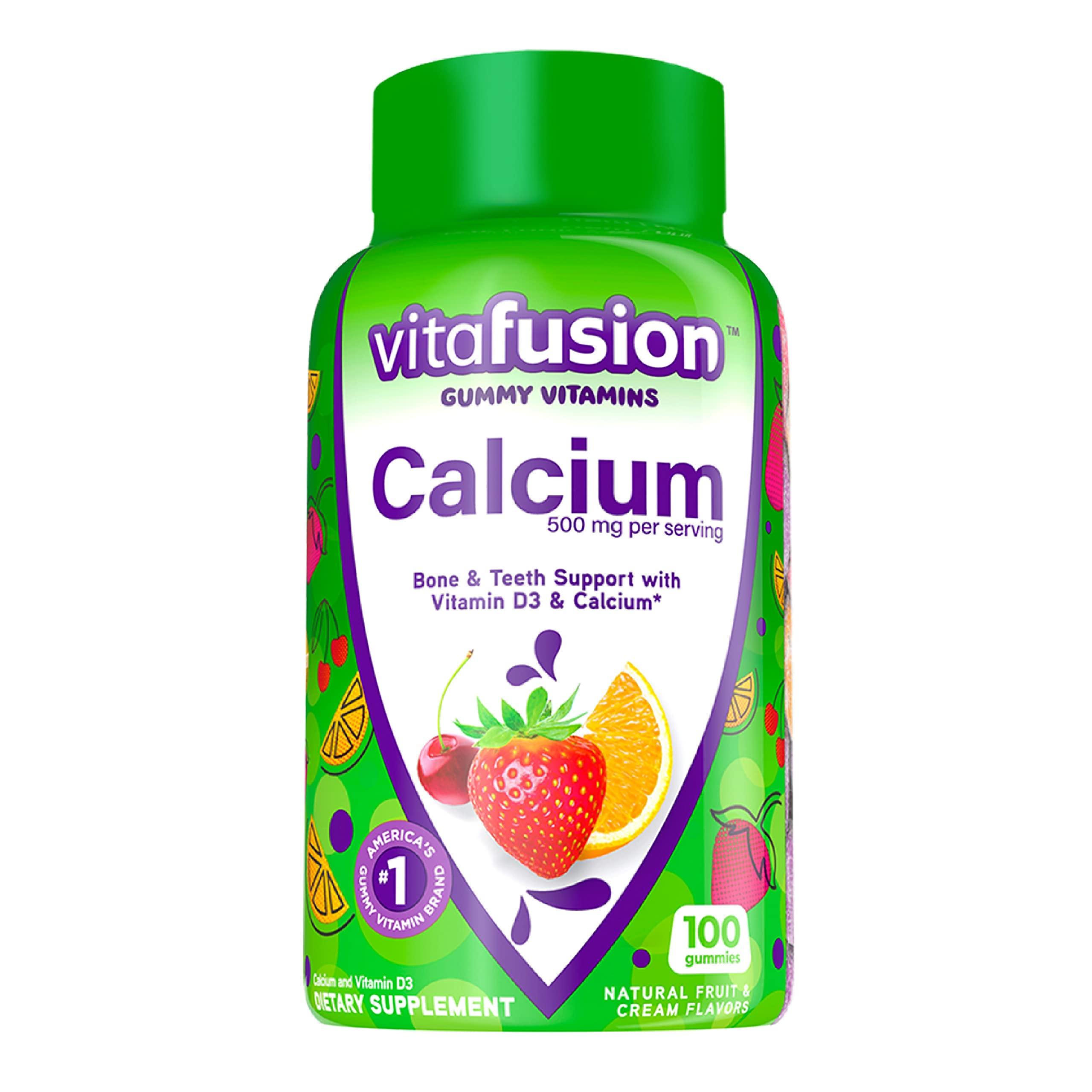 Vitafusion Vitafusion Extra Strength Vitamin D3 Gummy & Chewable Calcium Gummy Vitamins for Bone and Teeth Support, Fruit and Cream Flavored, Americas Number 1 Gummy Vitamin Brand, 50 Day Supply, 100 Count