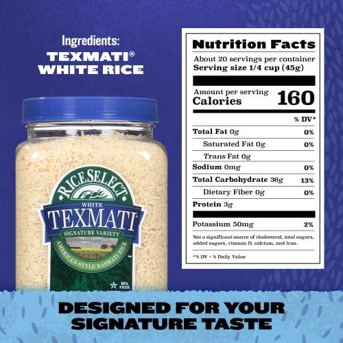 RiceSelect RiceSelect Texmati White Rice, Long-Grain Basmati Rice, Premium Gluten-Free Rice, Non-GMO, Star-K Kosher, 32-Ounce Jar