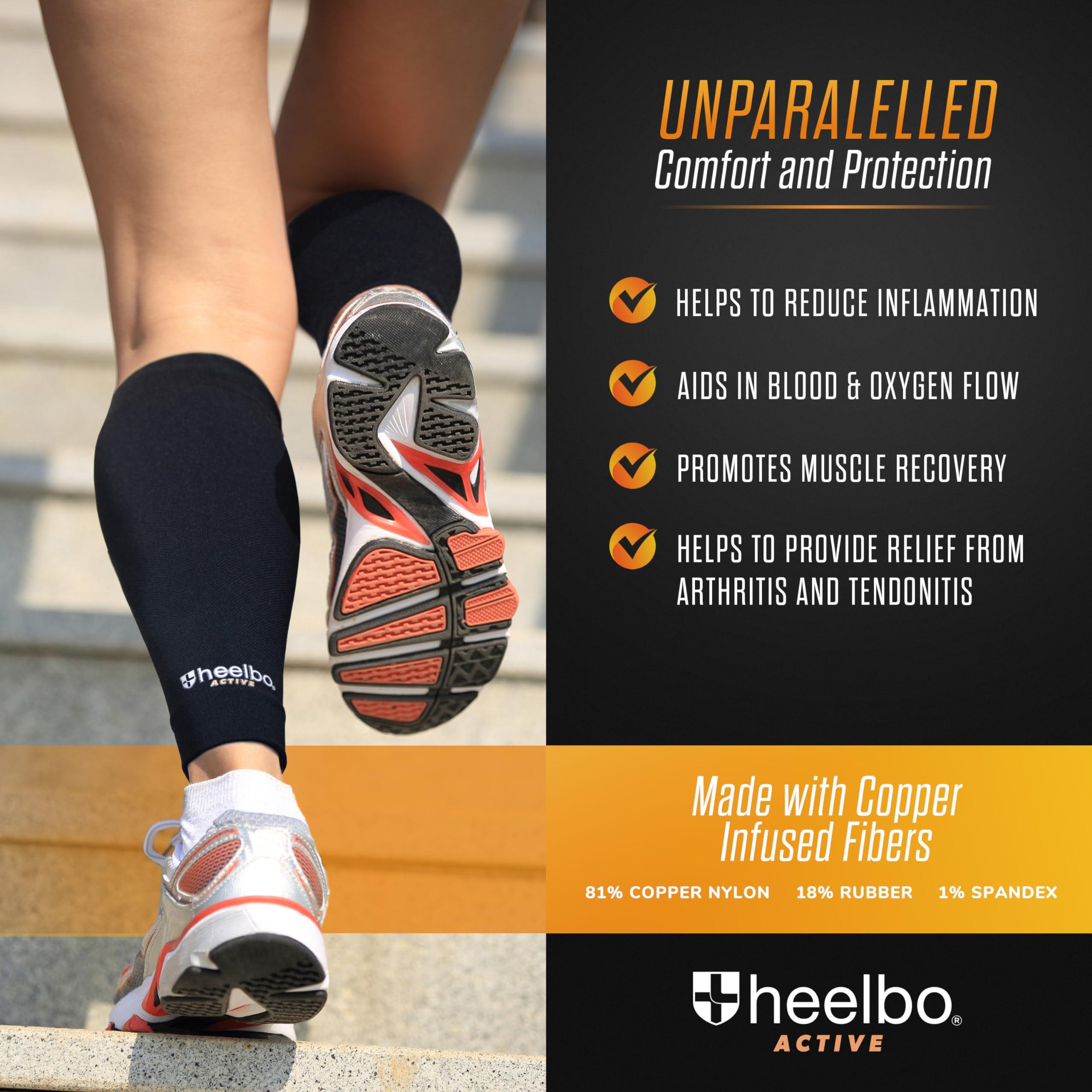 Heelbo Heelbo Copper Infused Calf Compression Sleeves, Support Muscle Recovery & Blood Circulation, All Day Comfort, Breathable, Moisture Wicking, Black, Small