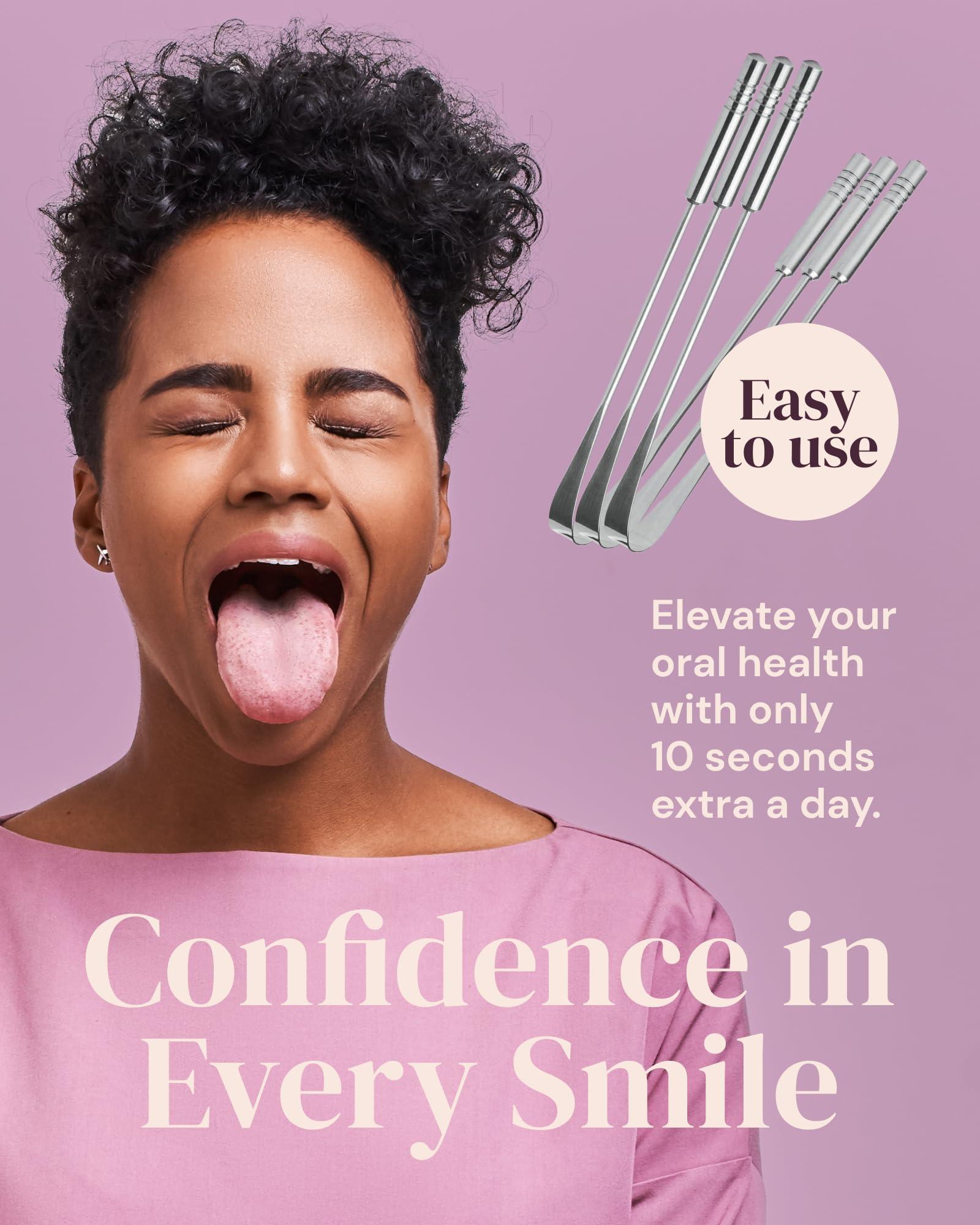 YOGAMEDIC Yoga Medic Tongue Scraper for Adults & Kids, 100% Stainless Steel (3 Pack)- Fight Bad Breath- Reusable Tongue Cleaner with Travel Case- Gentle Handle- Mouth Freshener- Get Rid of Coated Tonge- U Shape