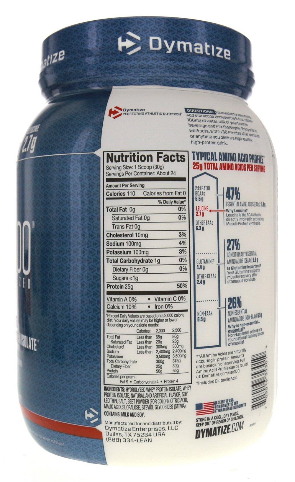 Dymatize Dymatize ISO 100 Whey Protein Powder with Hydrolyzed Whey Isolate, Strawberry, 25.6 Ounce