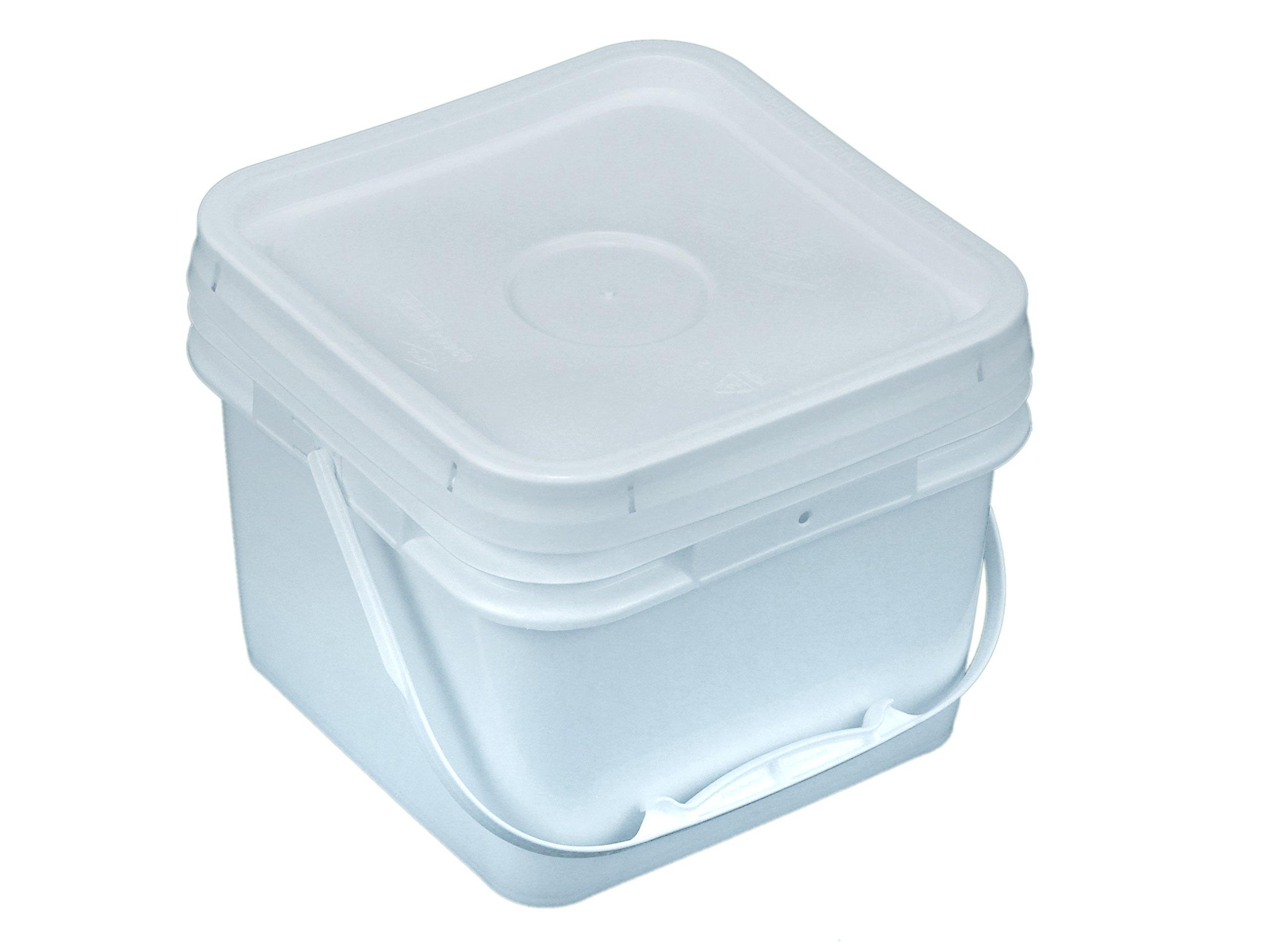 IPL Plastics Square 68 mil Bucket Kit, Twenty 2-Gallon Buckets with White Snap-on Lids