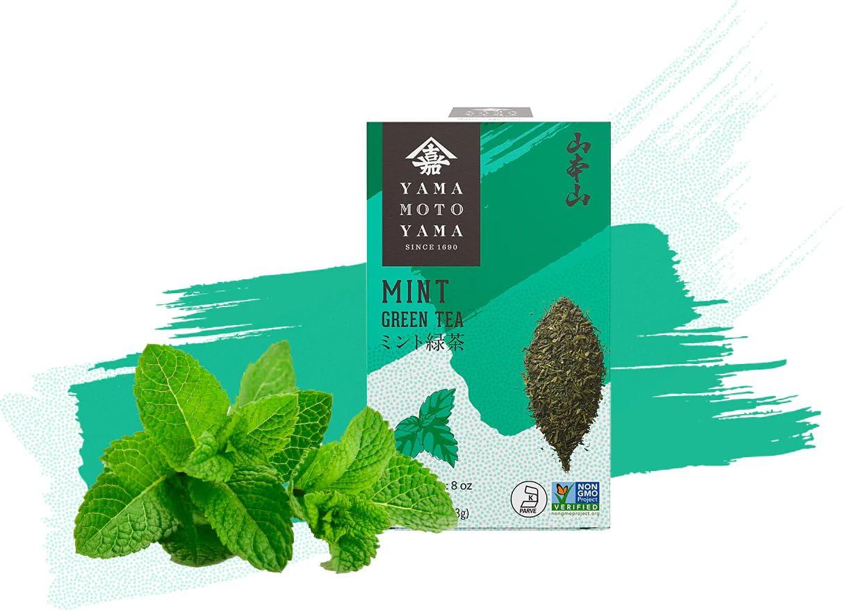 Yamamotoyama Yamamotoyama Mint Green Tea, 18 bags (Pack of 2)