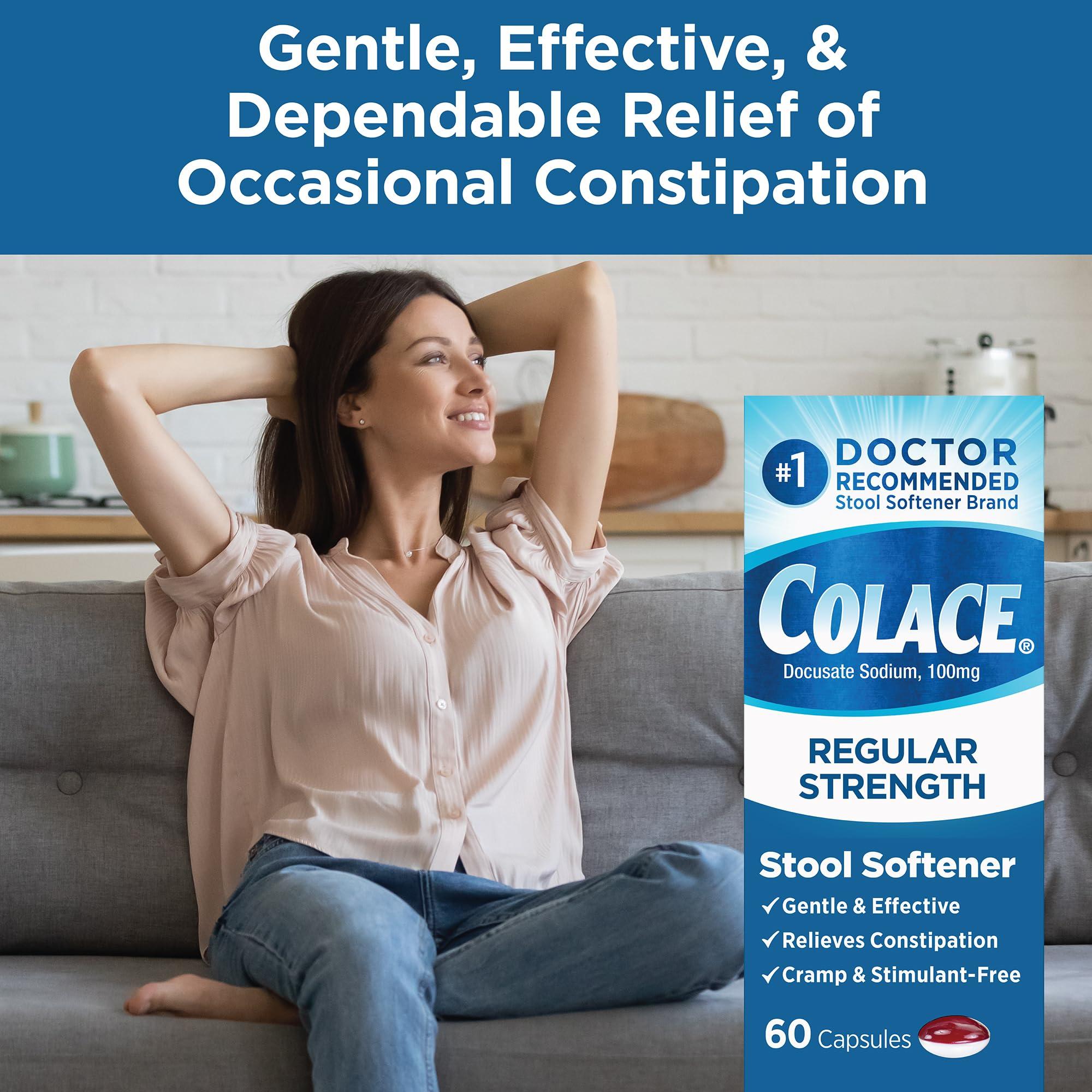 Colace Colace Stool Softener Capsules 60 Count and Fleet Glycerin Suppositories for Constipation Relief 50 Count