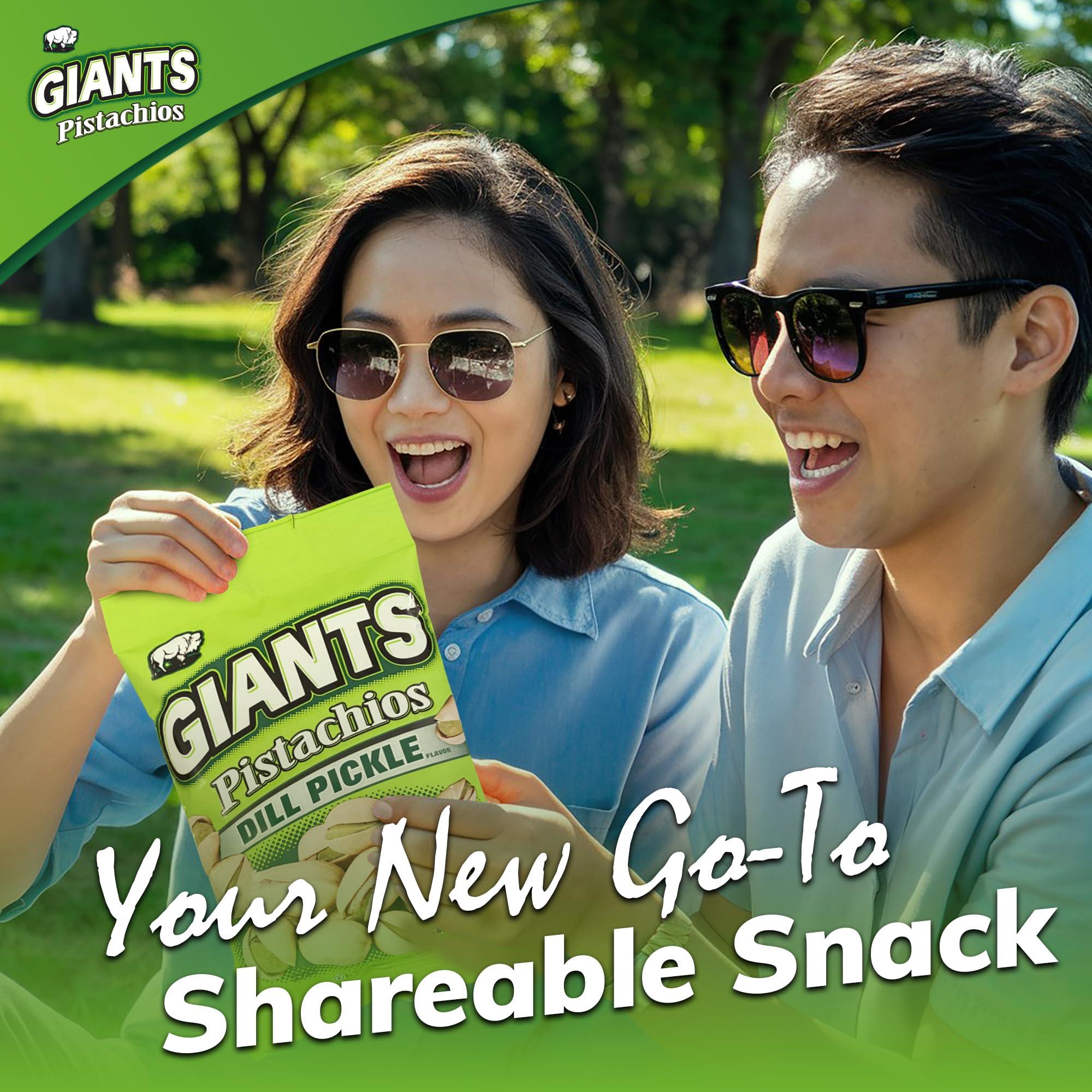 GIANTS GIANTS Dill Pickle Pistachios - Healthy Snacks, In Shell Pistachios Individual Packs, High Protein Snack, Flavored Pistachio Nuts - 4.5 oz Bags (Pack of 8)