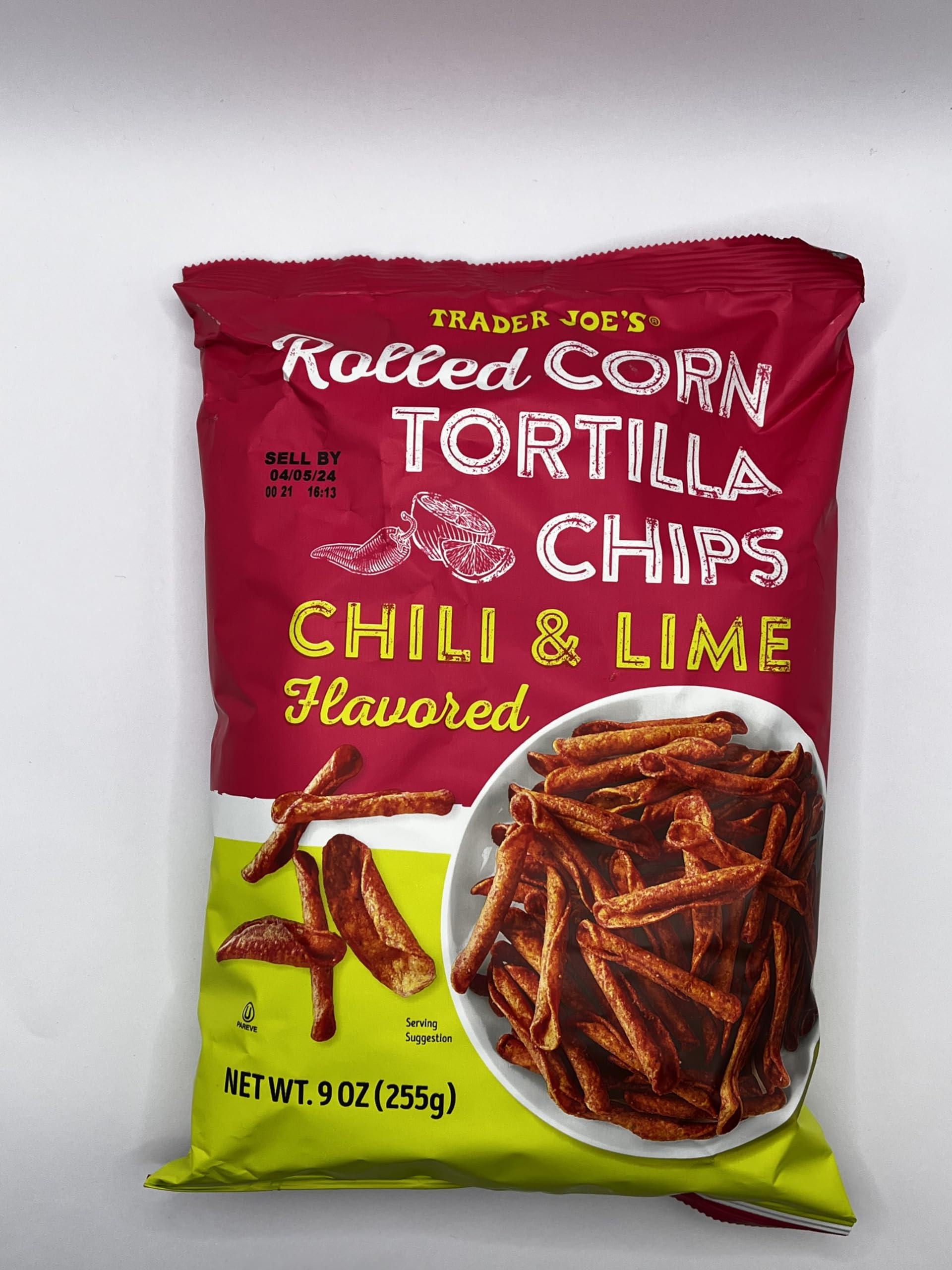 The Grafton Way Trader Joe\'s Rolled Corn Tortilla Chips Chili & Lime Flavored with Grafton Way Chip Clip (1 Pack)