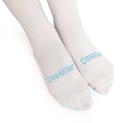 Doc Miller Doc Miller TED Hose Thigh High Anti Embolism Stockings for Women & Men, Hospital Style Surgical Stockings, Plus Size White Compression Socks 15-20mmHg, Support Hose with Inspection Hole Small