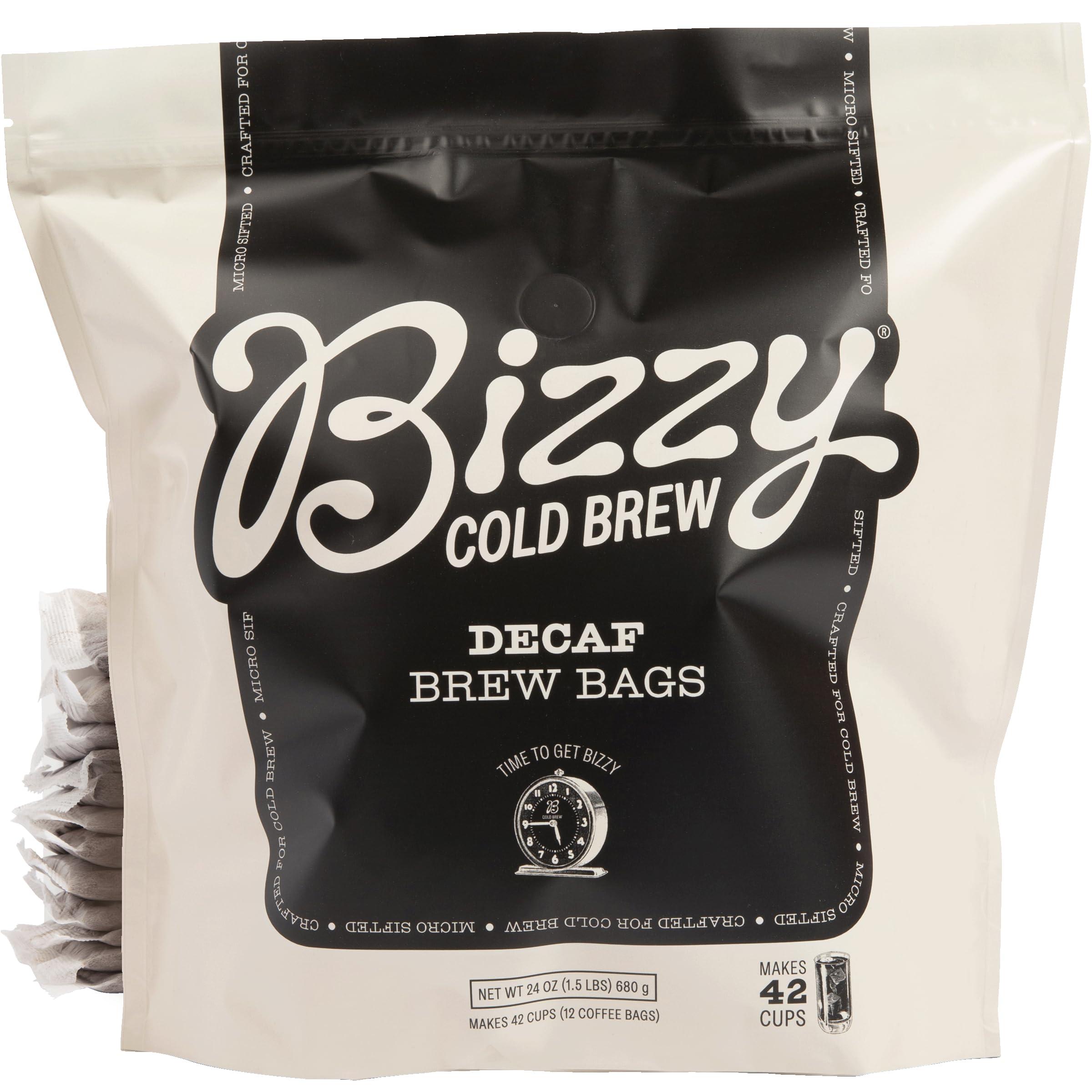 Bizzy Bizzy Cold Brew Coffee | Decaf Bundle | Coarse Ground Coffee + Brew Bags | Micro Sifted | Specialty Grade | 100% Arabica | 1 LB and 12ct Brew Bags