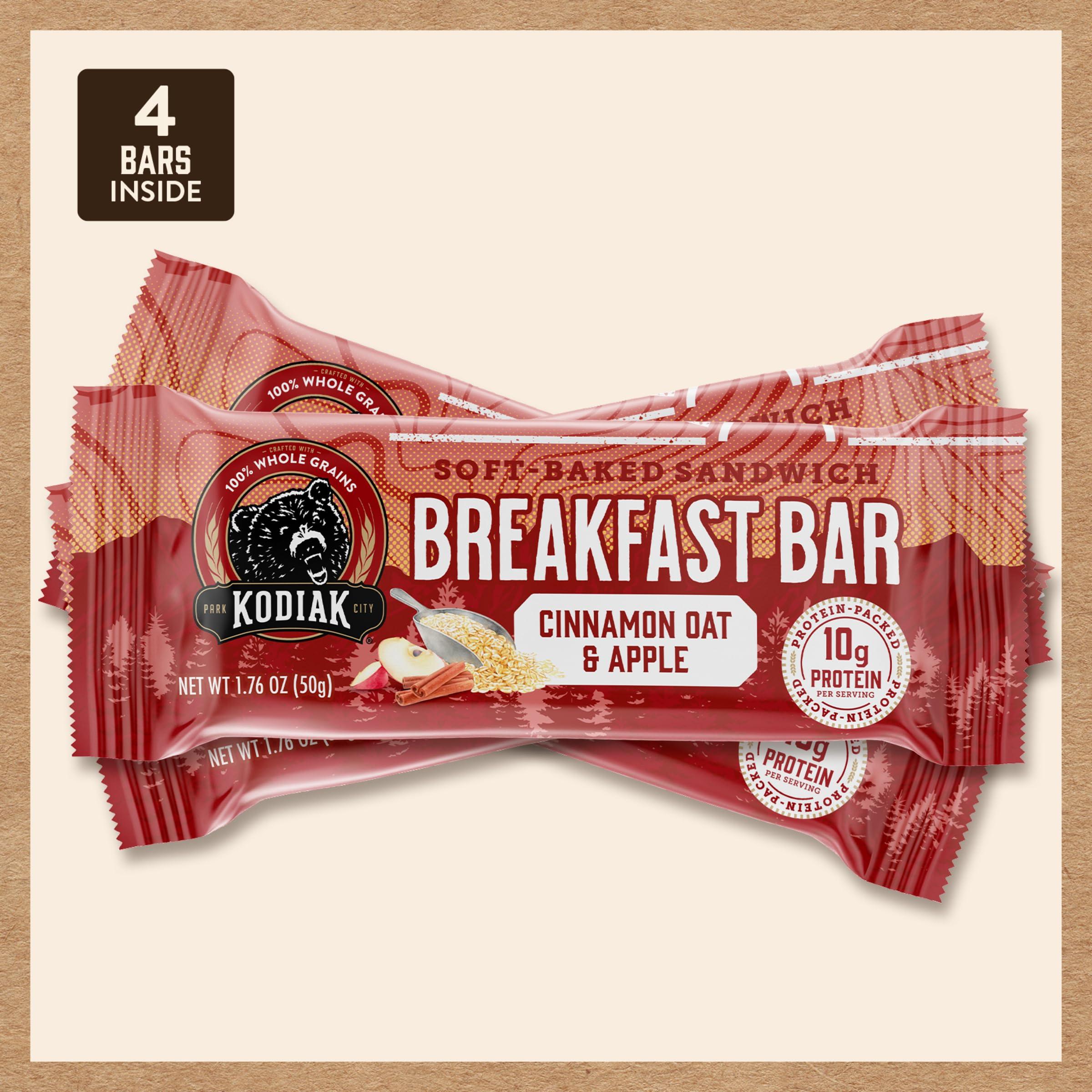 Kodiak Cakes Kodiak Soft Baked Sandwich Breakfast Bar, Cinnamon Oat & Apple, High Protein, 100% Whole Grains, 1 box with 4 bars each (4 bars total)