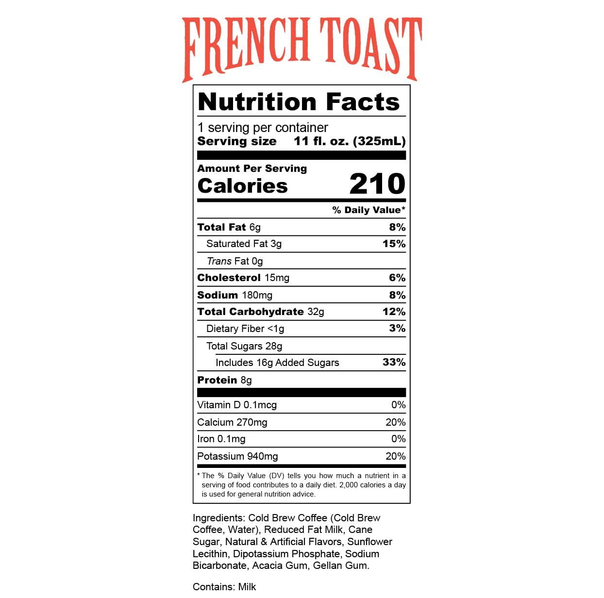 Bones Coffee Company Bones Coffee Company French Toast Iced Coffee Latte Flavored Coffee, 11 Fl Oz Ready To Drink Latte, Cold Canned Coffee Drinks, Coffee On-the-Go (12 Pack)