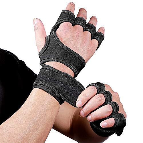 N/ A N/ A Weight Lifting Gym Workout Gloves with Wrist Wrap Support for Men & Women, Full Palm Protection, for Weightlifting, Training, Fitness, Hanging, Pull ups Black