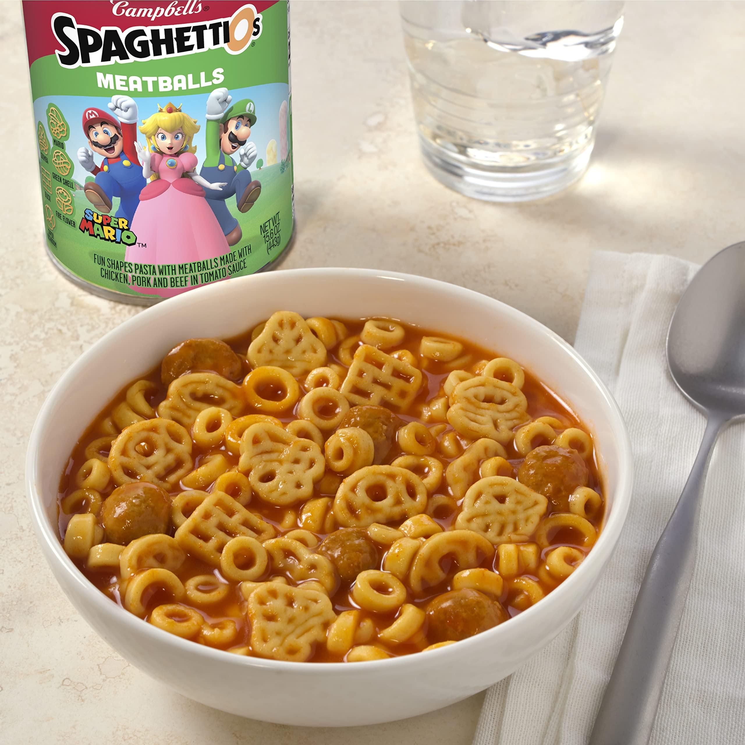 SpaghettiOs SpaghettiOs Super Mario Bros Canned Pasta with Meatballs, 15.6 oz Can (Pack of 3)
