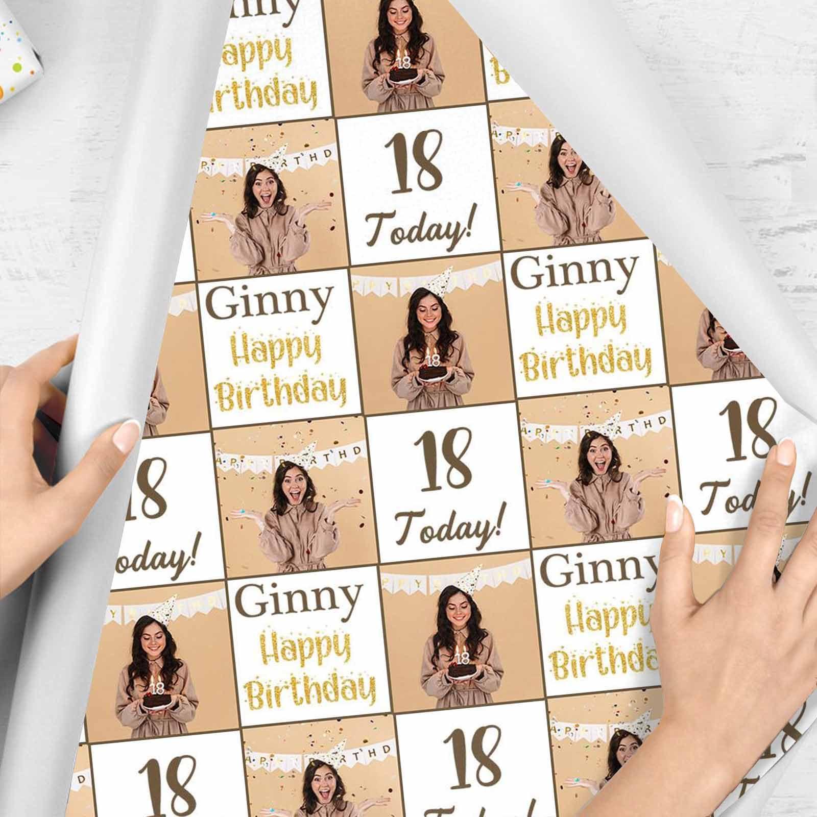 Jaydouble Jaydouble Custom Wrapping Paper Personalized Wrapping Paper with Picture Birthday Gift Wrap Paper Roll Funny Cute Wrapping Paper for Teens Kids Women Men Mom Dad Wedding