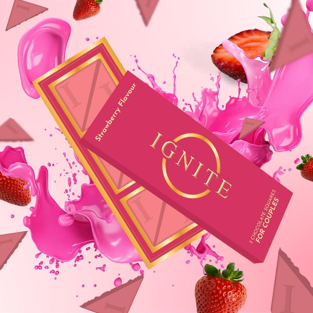 MBDH Wellness Ignite Chocolate Bars - Premium Strawberry flavor Chocolate Squares for Couples - 60% Cocoa, Vegetarian - Crafted with Epimedium and Maca Root for a Delightful Experience - Ideal for Men & Women