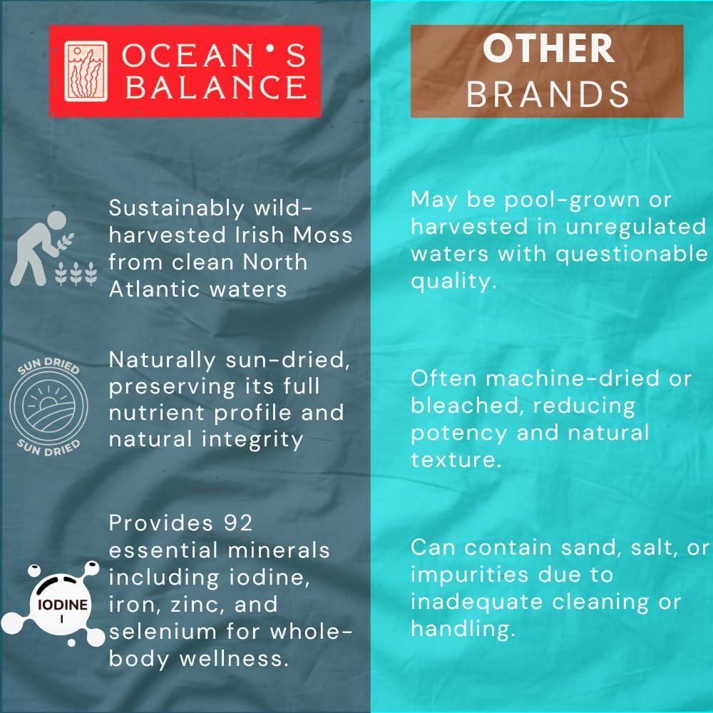 Ocean\'s Balance Clean Taste of Maine Oceans Balance Whole Leaf Irish Sea Moss Organic - Organic Sea Moss - Perfect for Keto Diet, Paleo Diet, Vegetarian, or Vegan Diet Gluten Free, Mineral Rich 3x1 oz Bag