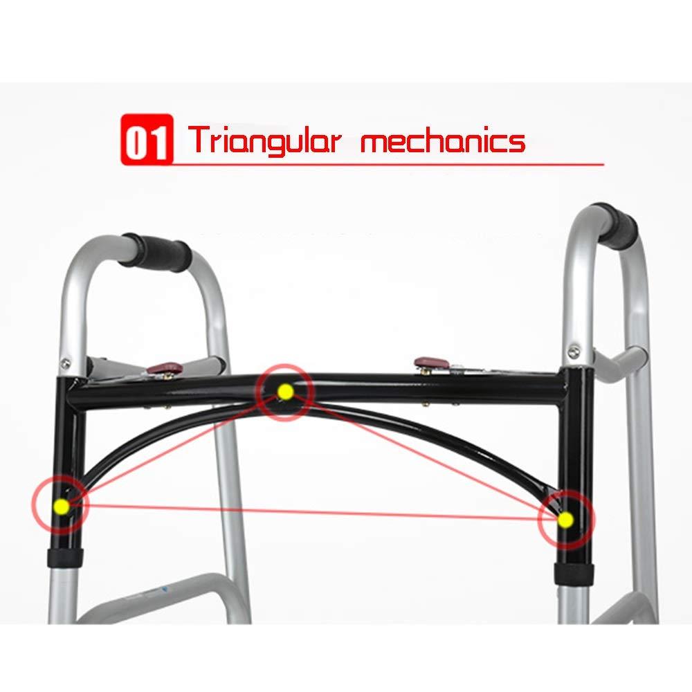 Bseack Bseack Rollator Walker Folding Travel Walker for Seniorswith Wheels Compact Walker Adjustable Hight with Handbrake Aluminum Walking Frame (Color : Standard)