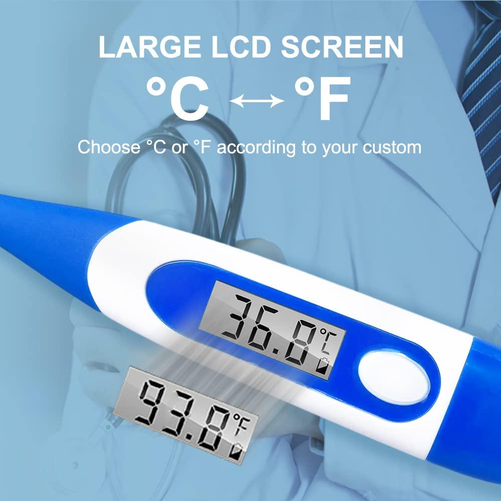 Berrcom Berrcom Digital Thermometer for Adults, Oral and Underarm Thermometer for Baby and Kids Medical Thermometer with Fever Alarm Rectal Thermometer with Soft Tips